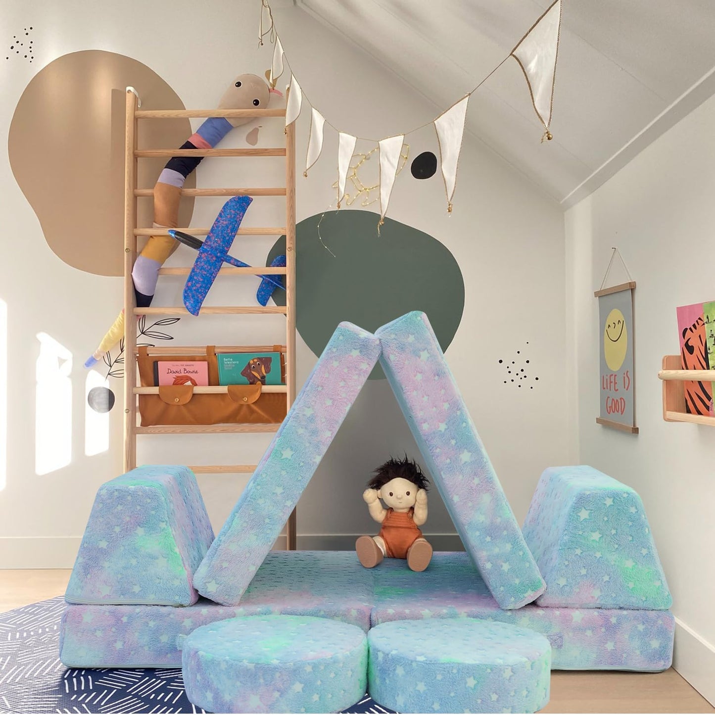MeMoreCool Kids Couch, Colorful Star Modular Play Couch, Ages 3+