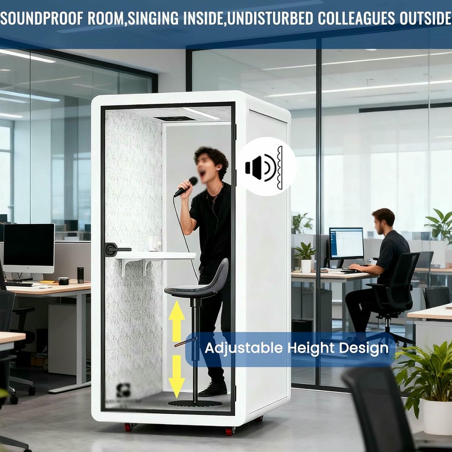 BTOIASYHF Mobile Office Pod Booth, Quiet Meeting Pod with Acoustic Panels, Sound Proof Room with Desk, Portable Removable Working Booth for Private Phone Calling Study