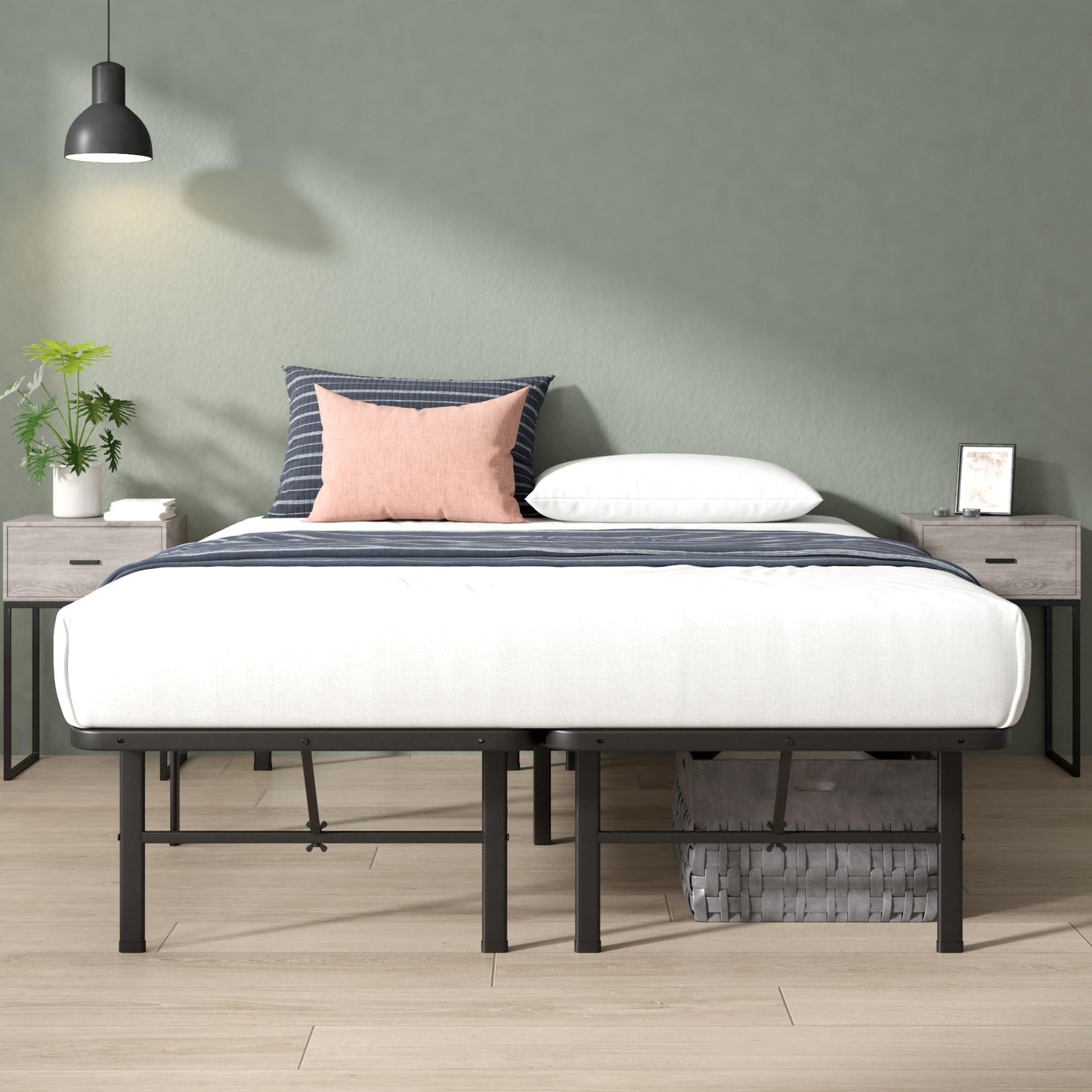 Zinus Rumi 14in Full Metal Bed Frame, Quick Assembly SmartBase® Mattress Foundation, Heavy Duty Sturdy Steel with No Box Spring Needed, Eco-Friendly Packaging, Black