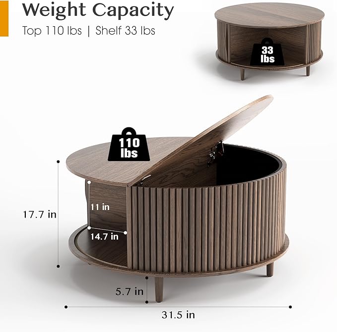 JOINICE Round Coffee Table