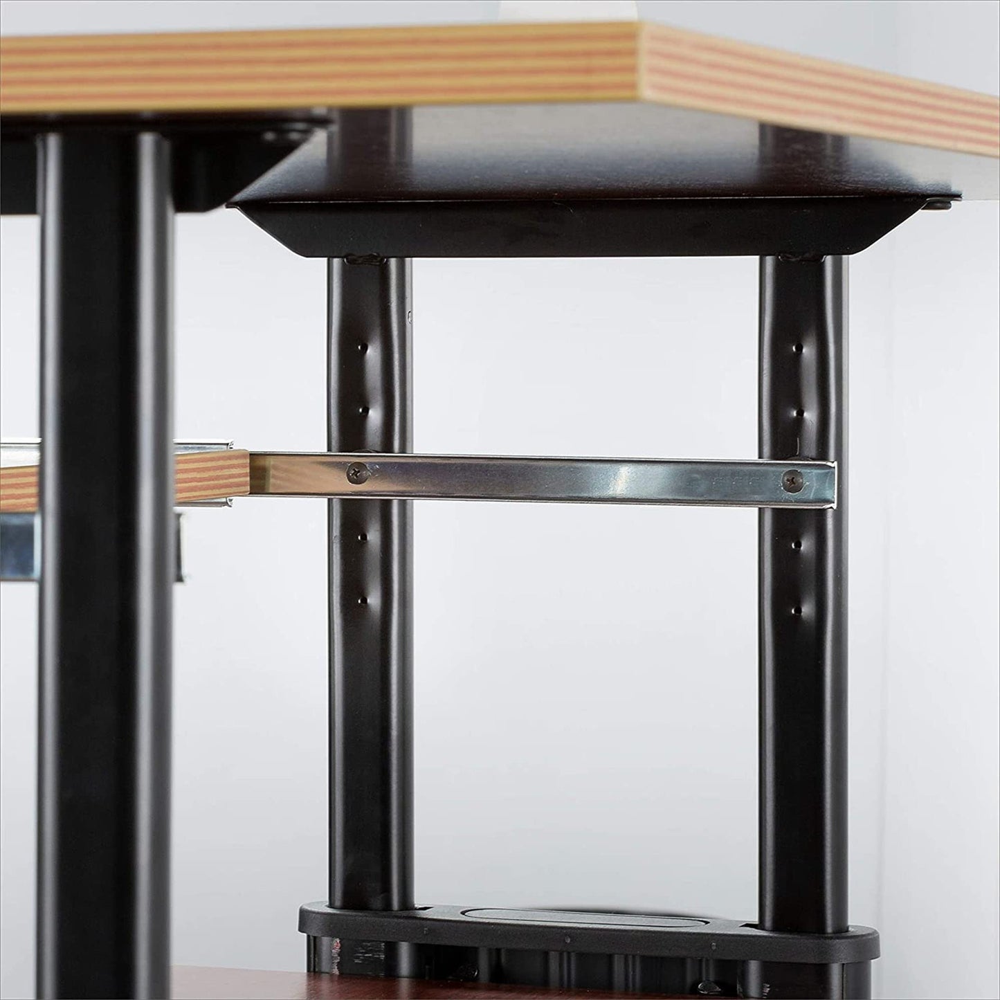 Safco MUV Adjustable-Height Desk – Stand Up & Move While Working in Comfort & Style – Mobile on Four Dual-Wheel Casters, Two Locking – Medium Oak Finish