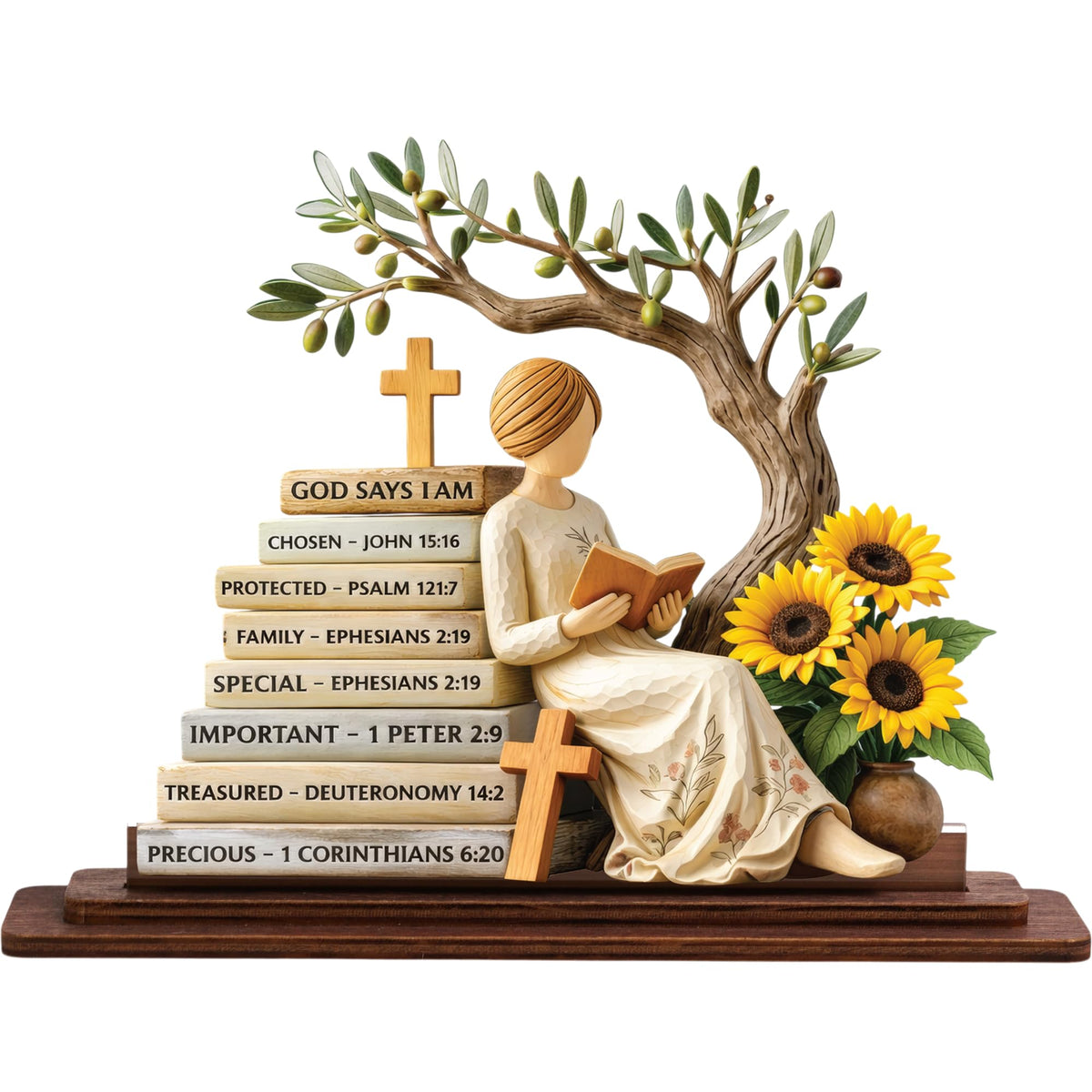 Christian Gifts for Women, Bible Verse Desk Decor, God Says I Am Decorative Sign, Inspirational Religious Tabletop Plaque for Office Desk, Home, Prayer Room, Christian Gift for Mom Daughter Teen Girls