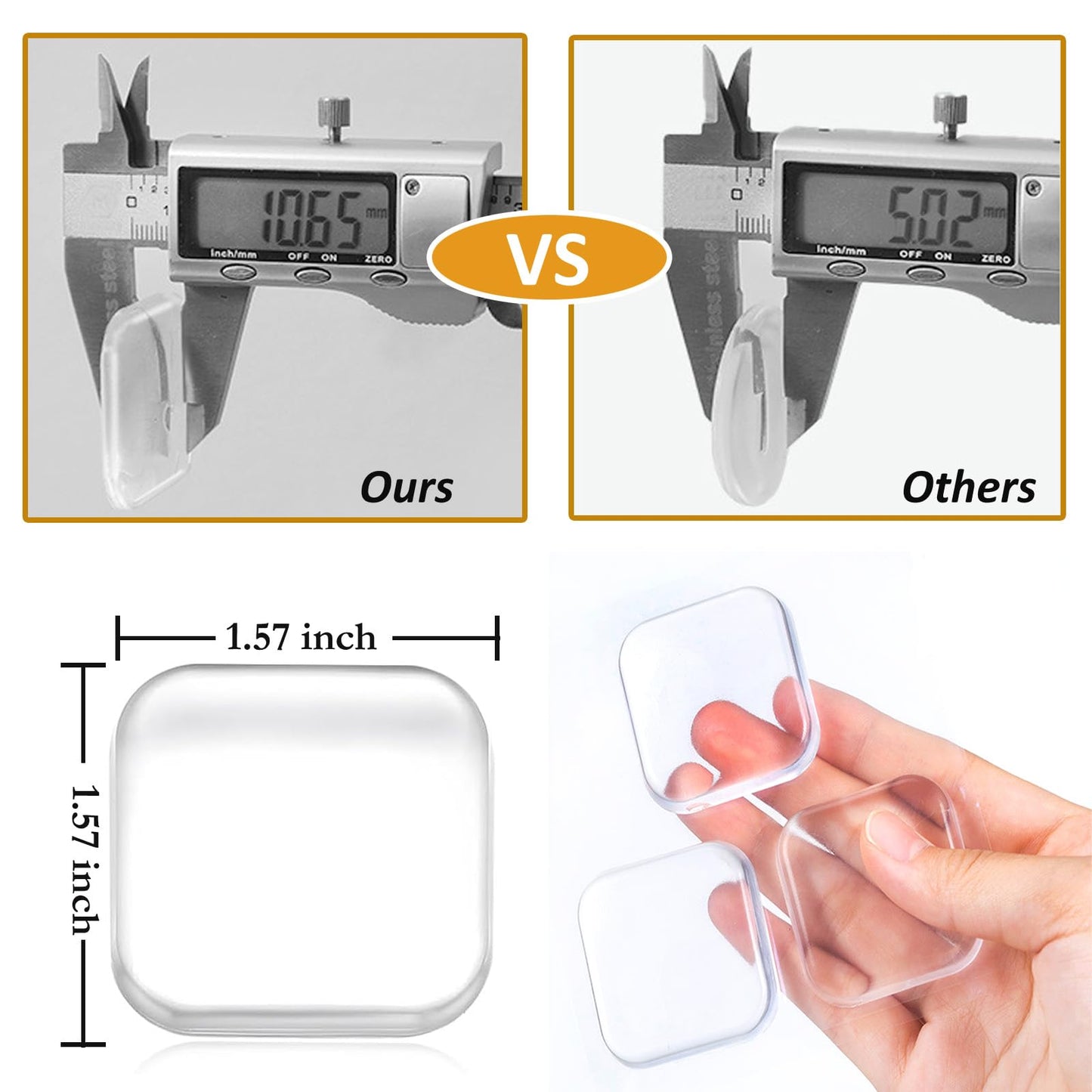 Door Stopper Wall Protector, Wall Shield Bumper Guard from Door Knobs,Sturdy Self Adhesive,Soft and Transparent,Washable Reusable Shock Absorbent Gel for Home Office (6, Transparent)