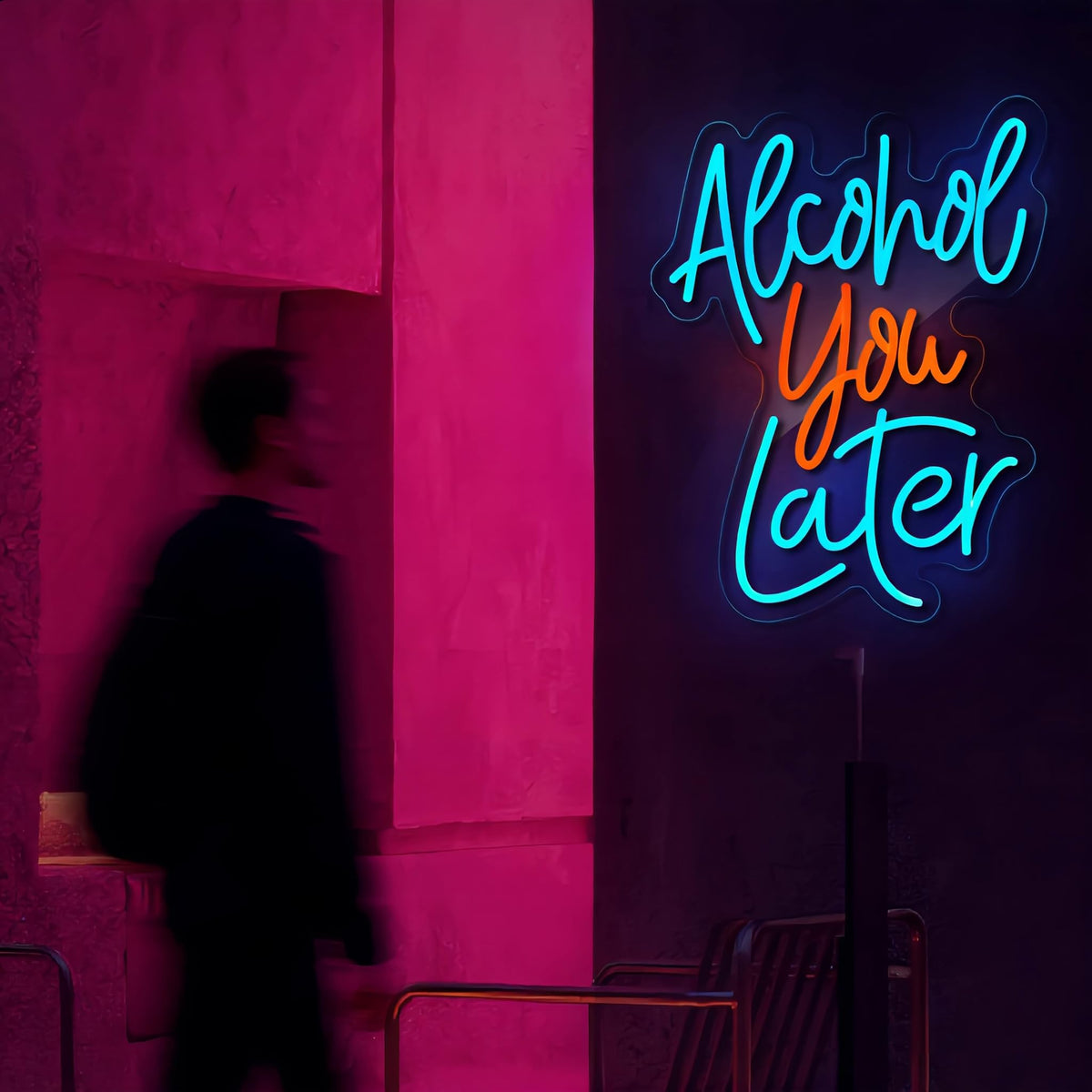 Alcohol You Later Neon Sign Alcohol Neon Sign for Wall Decor Party Deco USB Dimmable LED Neon Lights for Beer Bar Kitchen Restaurant Home Bar Pub Tavern Party Man Cave Club Shops Hotel Store Business Gift
