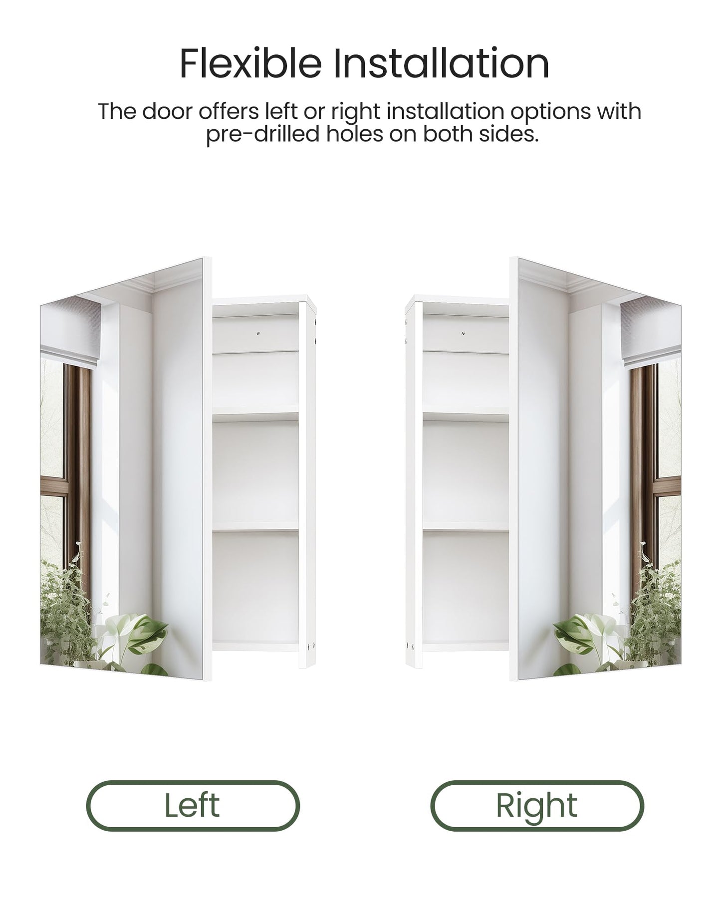 CHOEZON Bathroom Medicine Mirror Cabinet, 17.7'' x 23.6'', Wall-Mounted Bathroom Vanity with Mirror, Bathroom Medicine Cabinet with Storage Function, Hanging Storage Cabinet, Adjustable Shelves, White