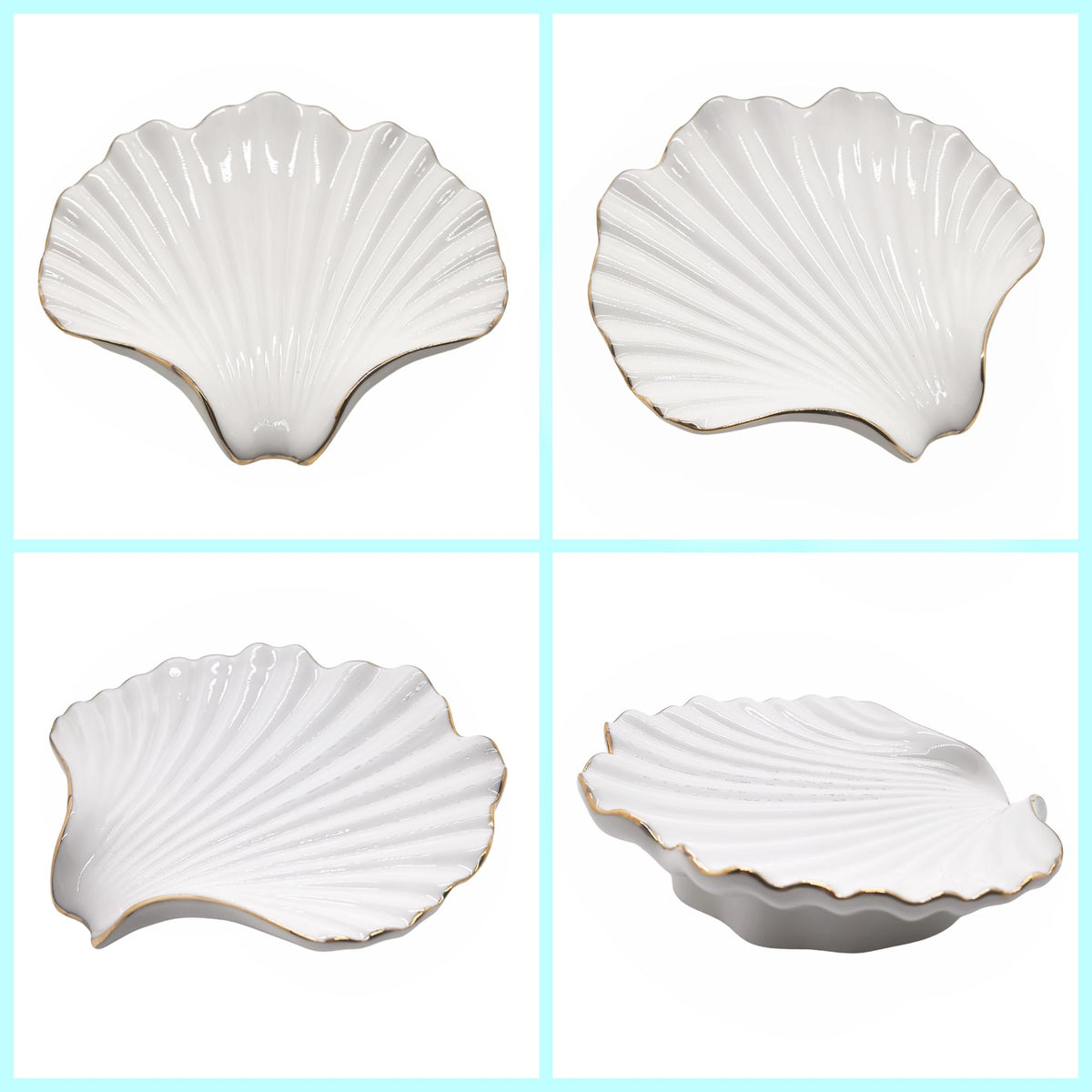 Ceramic Soap Dish Self-Draining Lotus Leaf Soap Holder Soap Saver for Bathroom,Kitchen,Sink,Bathtub(Shell White)