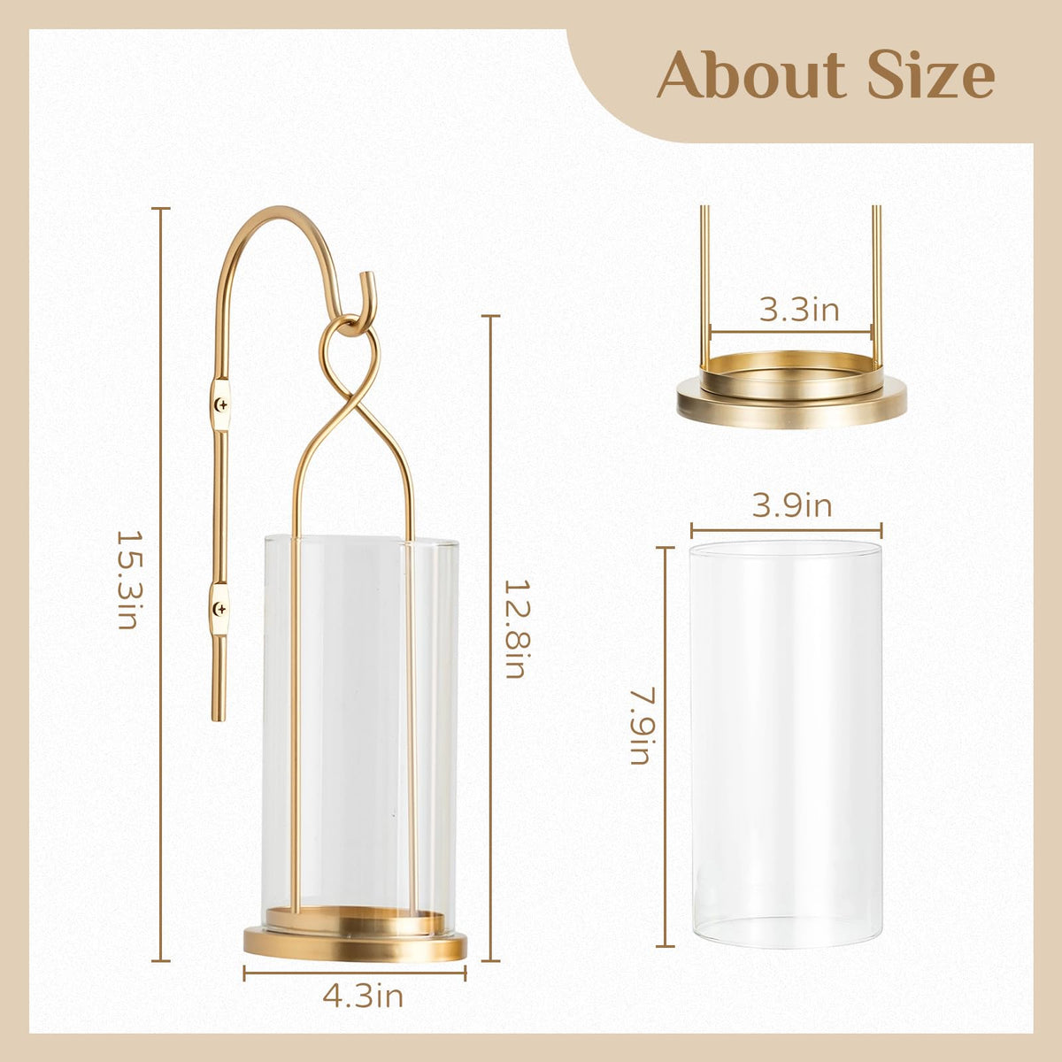 Walasis Gold Candle Sconces Wall Decor: Set of 2 Wall Candle Holder for Pillar Candles - Modern Metal Hurricane Lantern Decoration for Indoor Porch Fireplace Bathroom Living Room