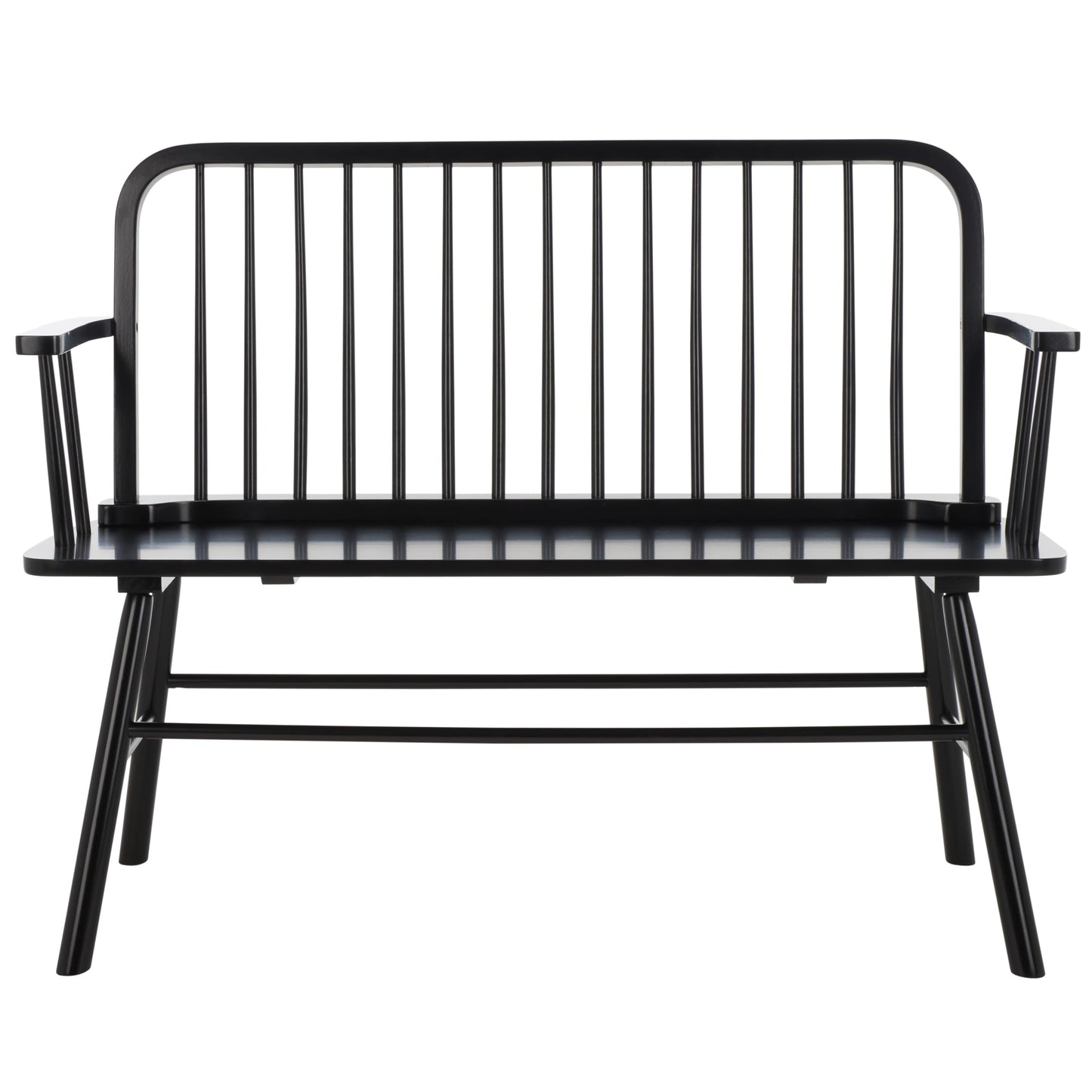 SAFAVIEH Home Collection – Lucilia Spindle Bench, Black Solid Wood Entryway or Dining Bench, Windsor Style Seating (BCH8501C)