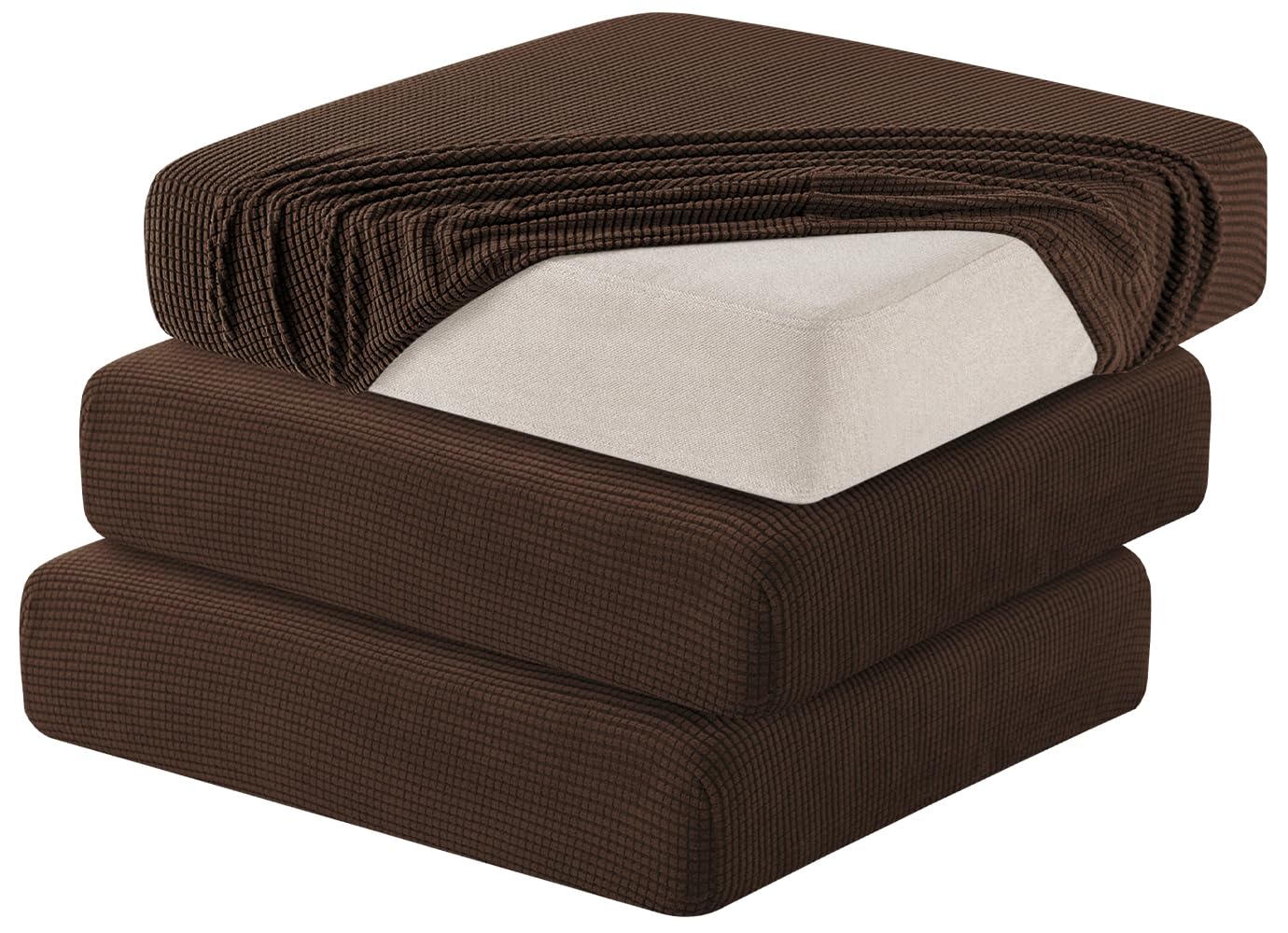 Hokway 3 Piece Couch Cushion Slipcovers Stretch Reversible Cushion Replacement Slipcovers Sofa Cushion Covers(Chocolate, 3)