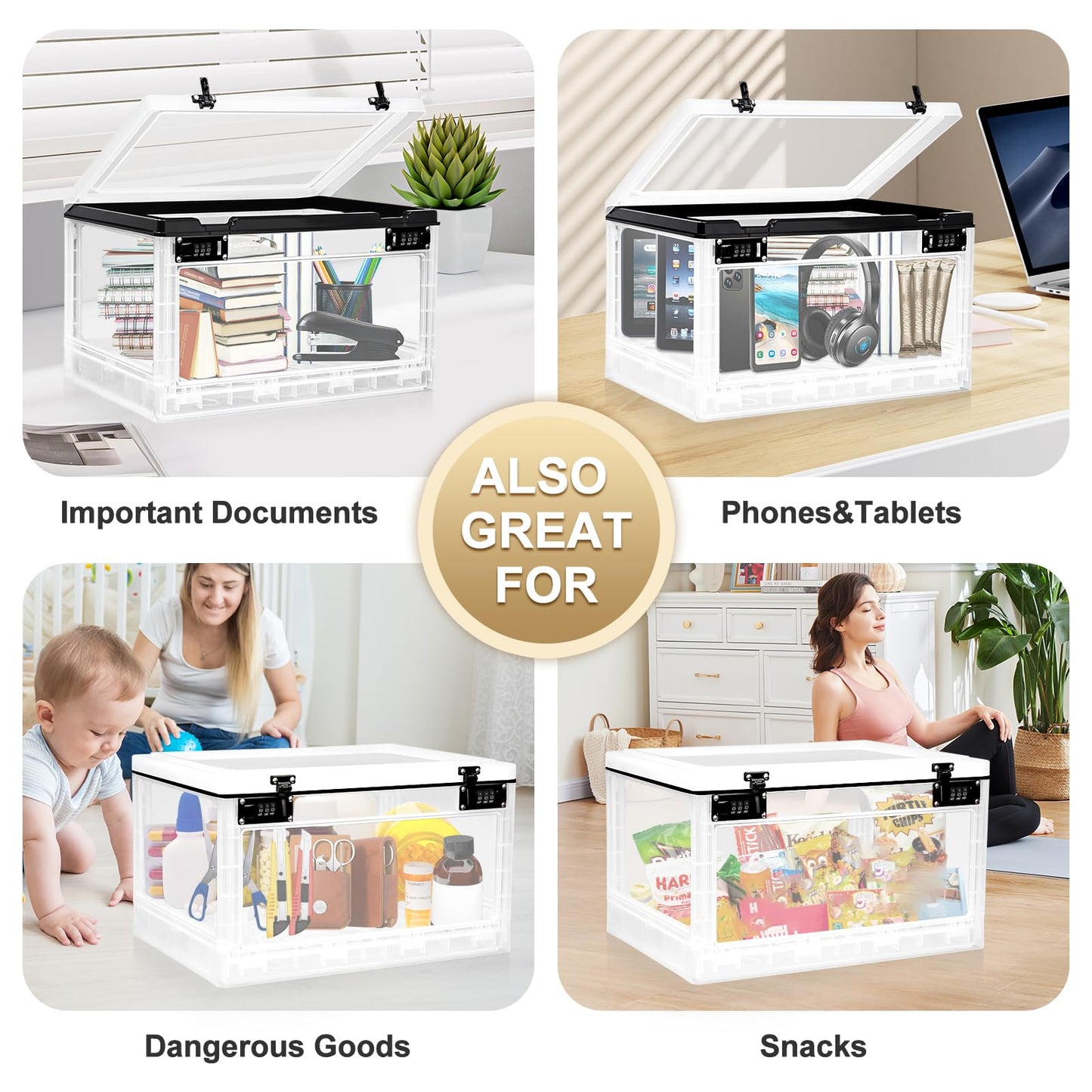 Lalifebuss Large Lock Box for Personal Items, 24 Litre Combination Lockable Storage Box for Office Locker/School/Medicine/Snacks/Phone Jail/Electronic/Home