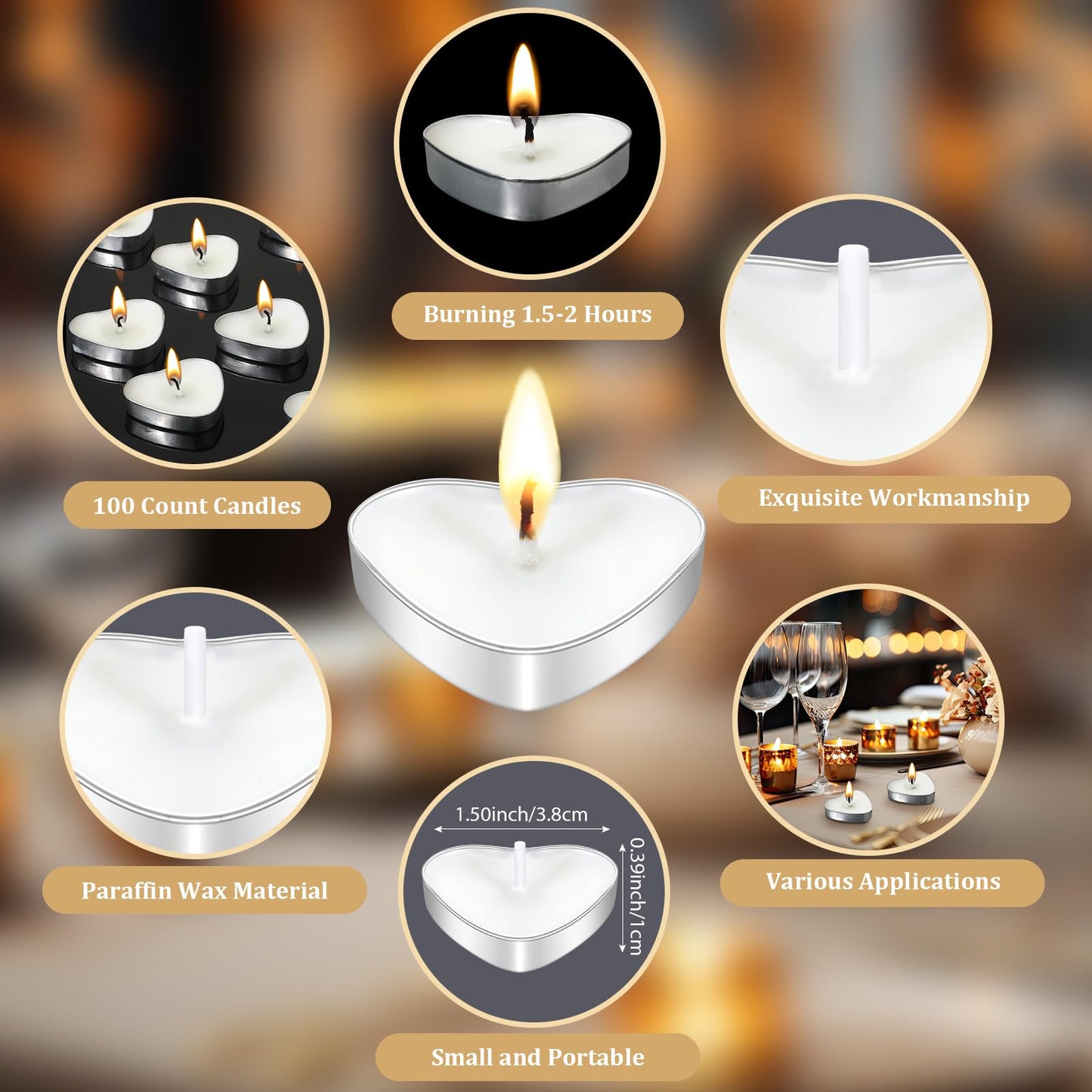 Threlaco 150 Sets Wedding Favors for Guests Bulk Mini Heart Shaped Candles Wedding Party Favors for Guests with Thank You Cards and Organza Bags Bridal Shower Party Souvenir Candle Gifts
