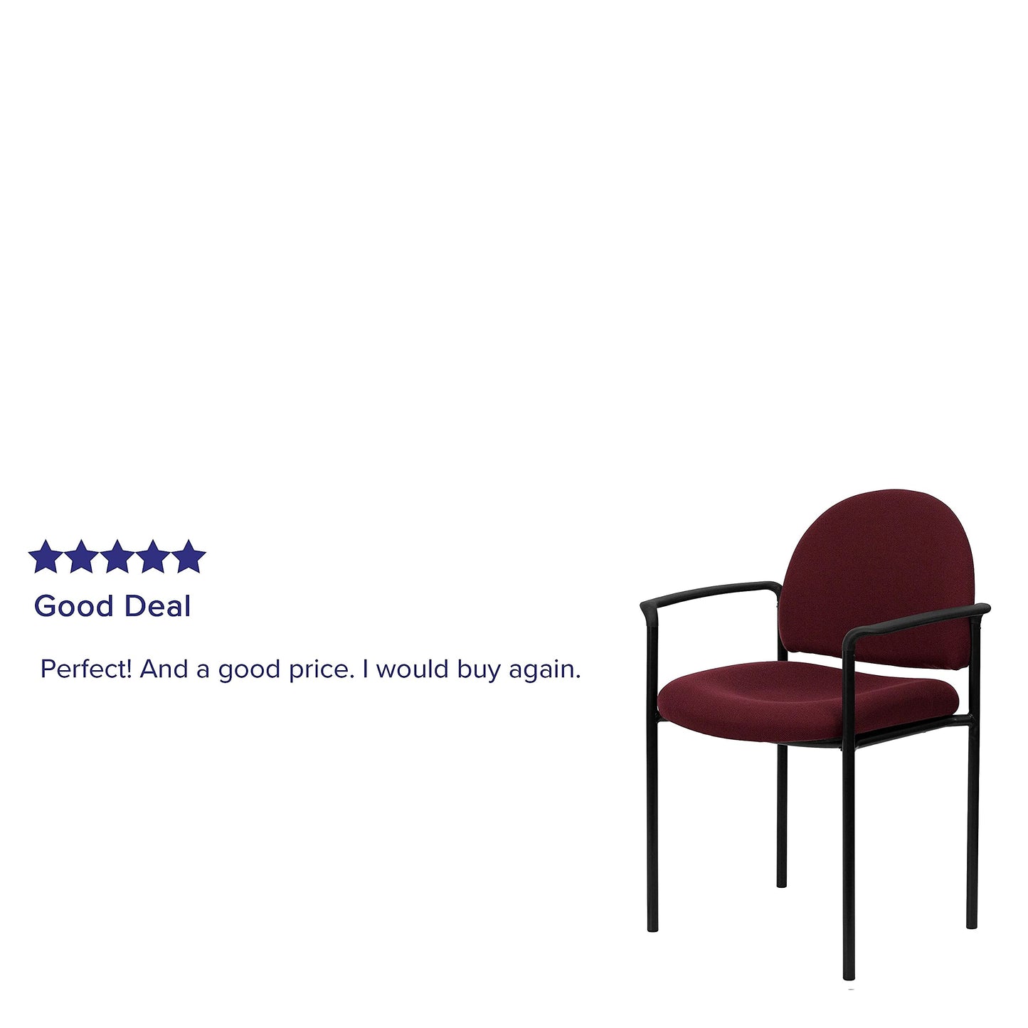 Flash Furniture Tiffany Comfort Burgundy Fabric Stackable Steel Side Reception Chair with Arms