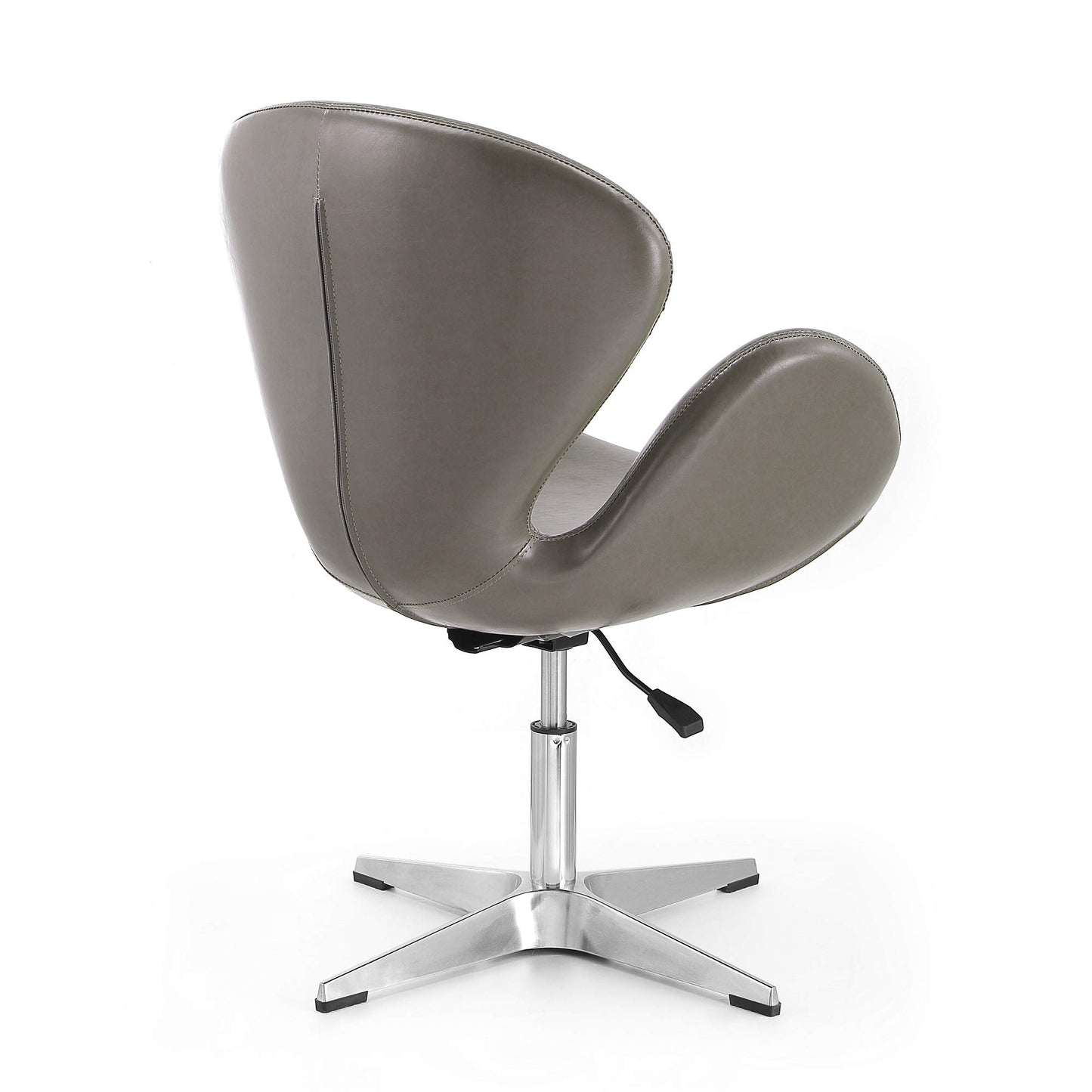 Manhattan Comfort Raspberry Adjustable Swivel Accent Chair Set of 2 with 360° Turn, Polished Chrome Base, Modern Retro Design, Ideal for Living Room and Home Office, Pebble Faux Leather