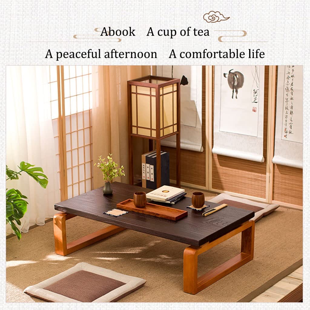 GLDGJMZ Bay Window Kung Fu Coffee Table Zen Tea Table for Living Room Japanese Style Retro Low Meditation Table (60x40x30cm) Ideal for Relaxation and Aesthetic Decor