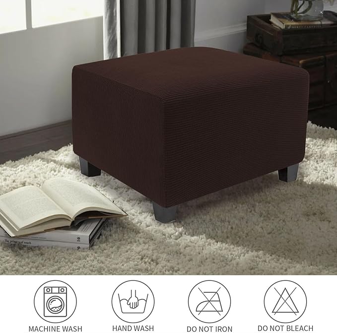 NeColorLife Stretch Ottoman Cover Square Oversized Soft Knitted Jacquard Thick