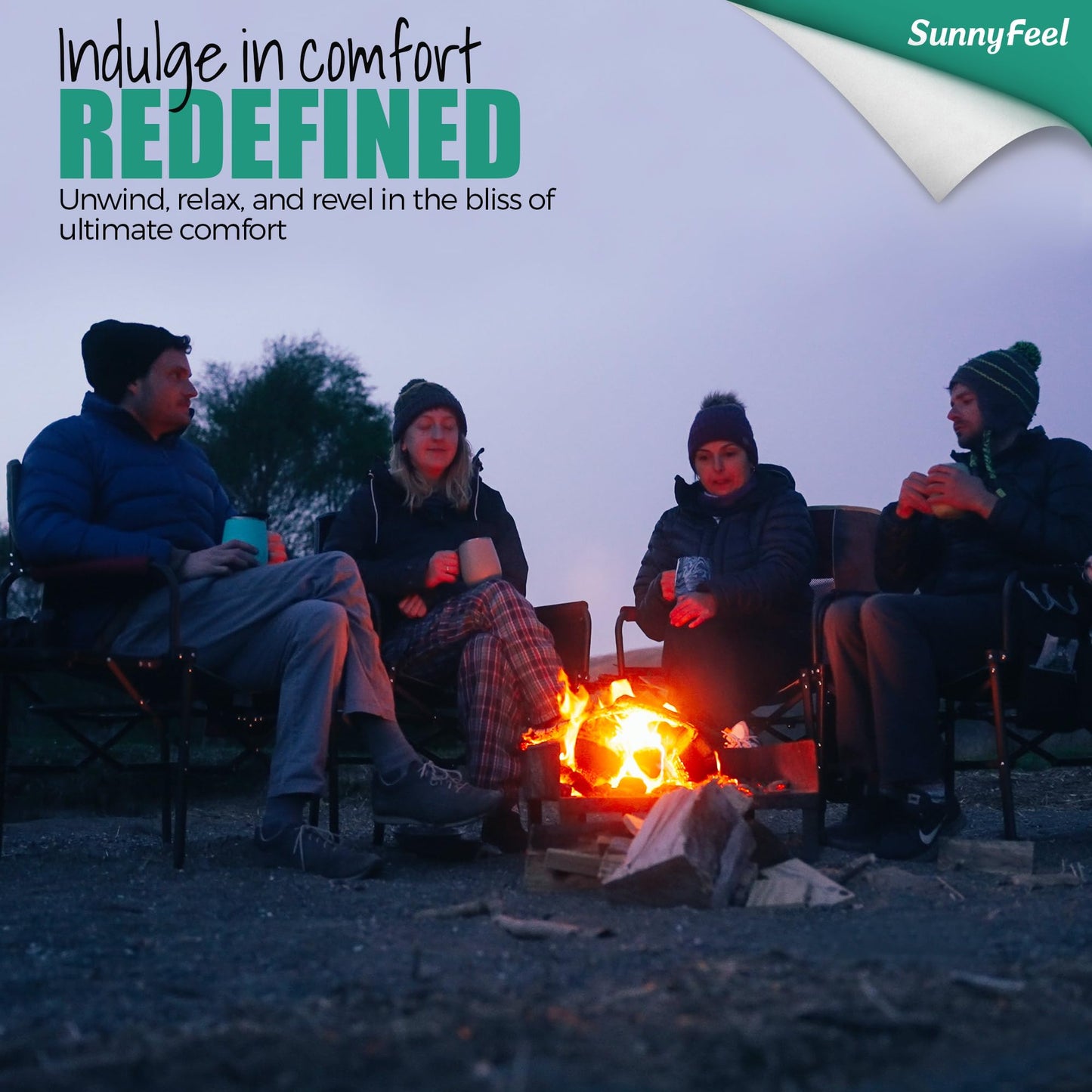 SUNNYFEEL Heated Camping Directors Chair, Heavy Duty,Oversized Portable Folding Chair with Side Table, Pocket for Beach, Fishing,Trip,Picnic,Lawn,Concert Outdoor Foldable Camp Chairs