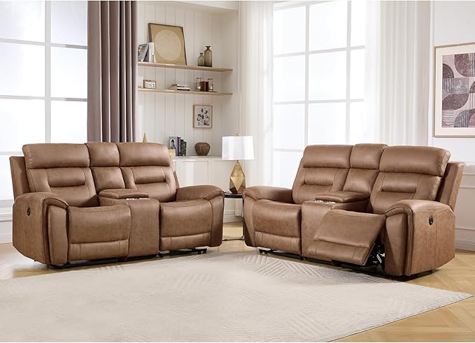 ANJ Oversized Power Reclining Loveseat Sofa Set of 2