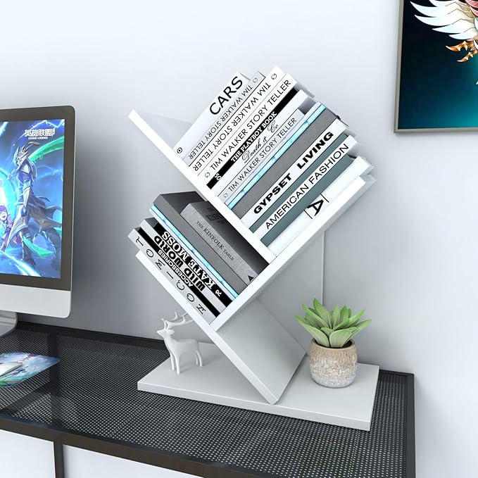 Godferyxin Tree Bookshelf, 3-Tier Small Bookcase
