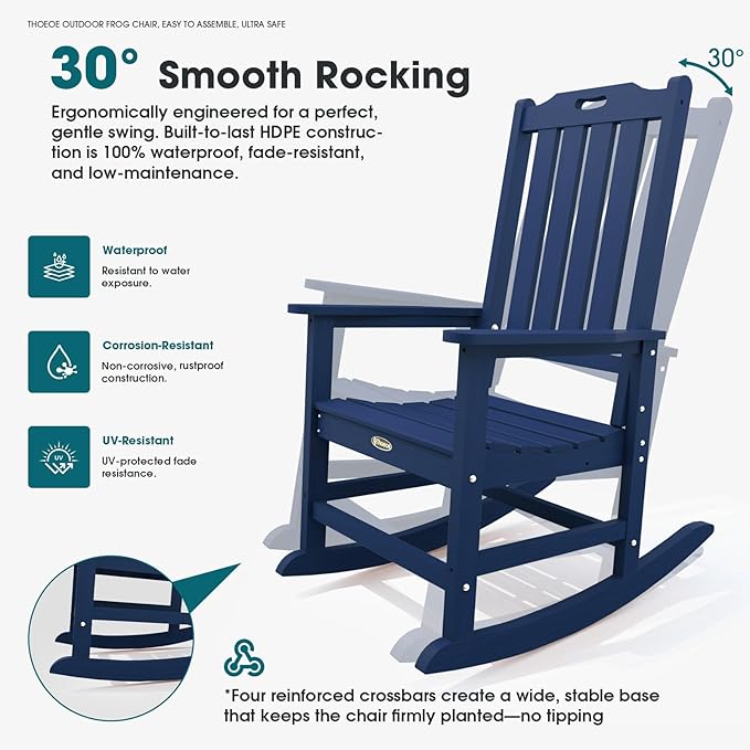 THOEOE Oversized Rocking Chair Set of 4, Outdoor Rocking Chair