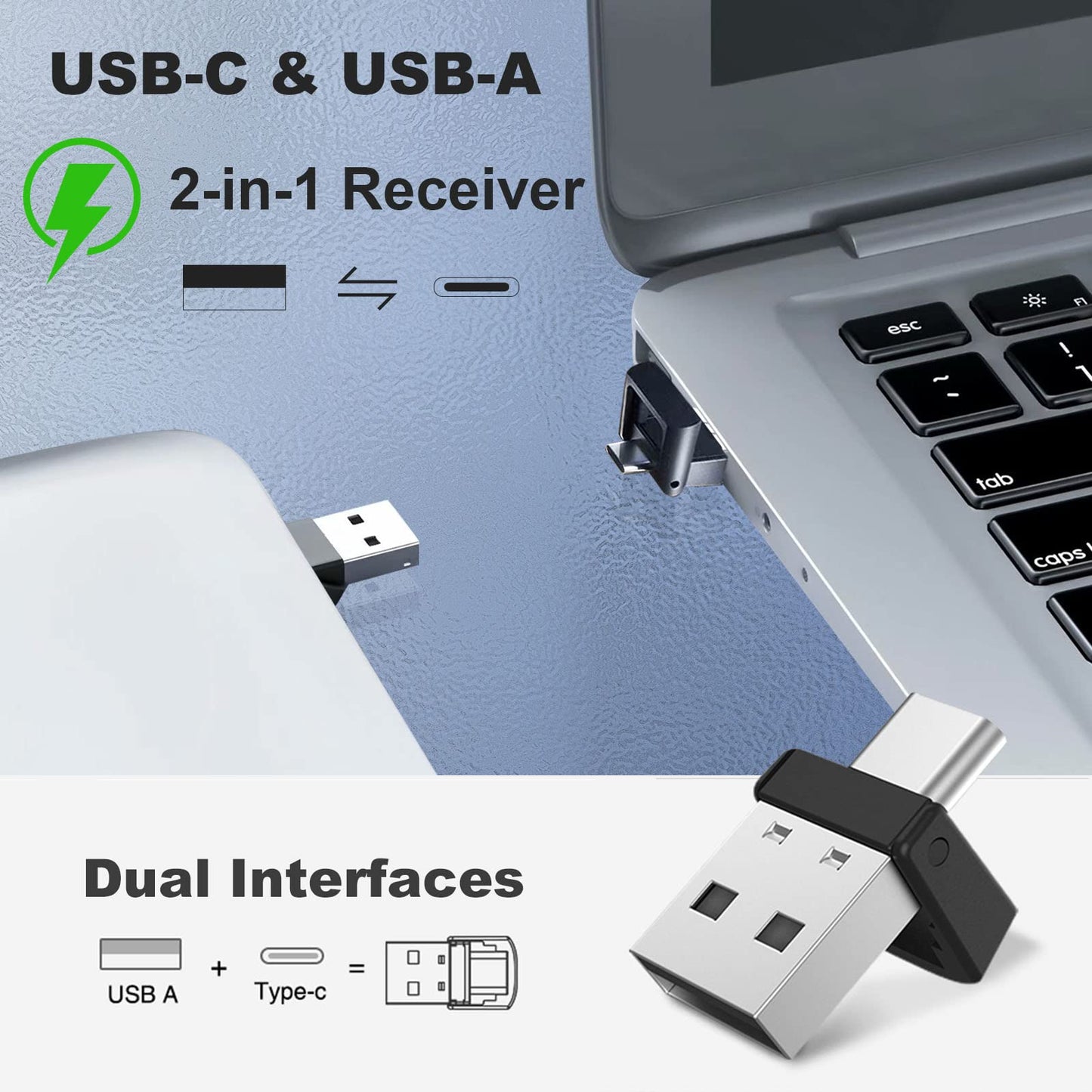 Rechargeable Green Laser Pointer Presentation Clicker for Laptop PowerPoint, USB-A USB-C Wireless Presenter Remote Power Point Clicker for Computer/Mac/PPT/Slideshow/Google Slide Advancer