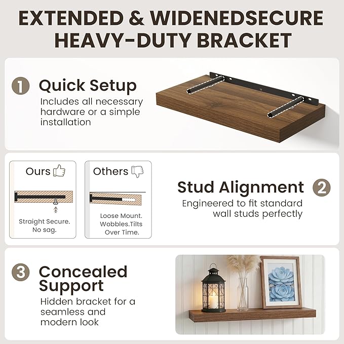 Dreamland 36 inch Floating Shelves, Rustic Wood Floating Wall Shelf