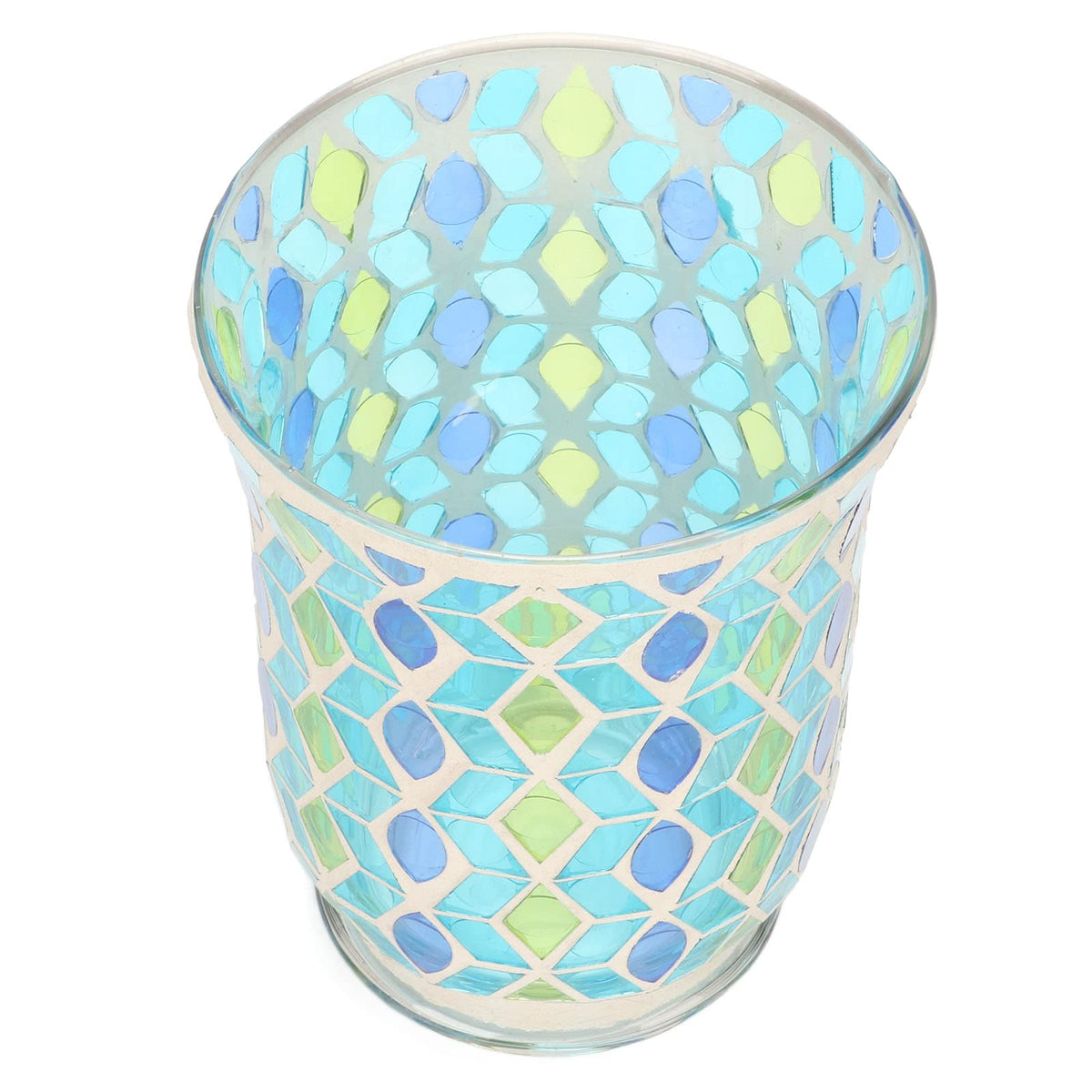 Adfaga Mosaic Glass Candle Holder Handcrafted Windproof Decorative Floral Tealight Holder for Home Decor Cafes Restaurants Wedding Centerpiece