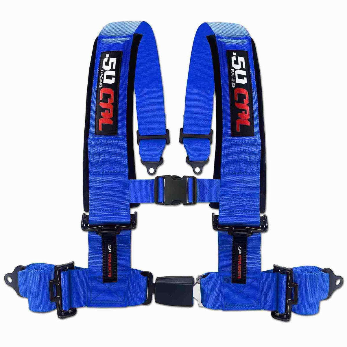 4 point harnesses (2) for bucket seat, push button release, 10 colors to choose from, racing harness 4 point race car UTV RZR (Blue, 3 inch) [6042]