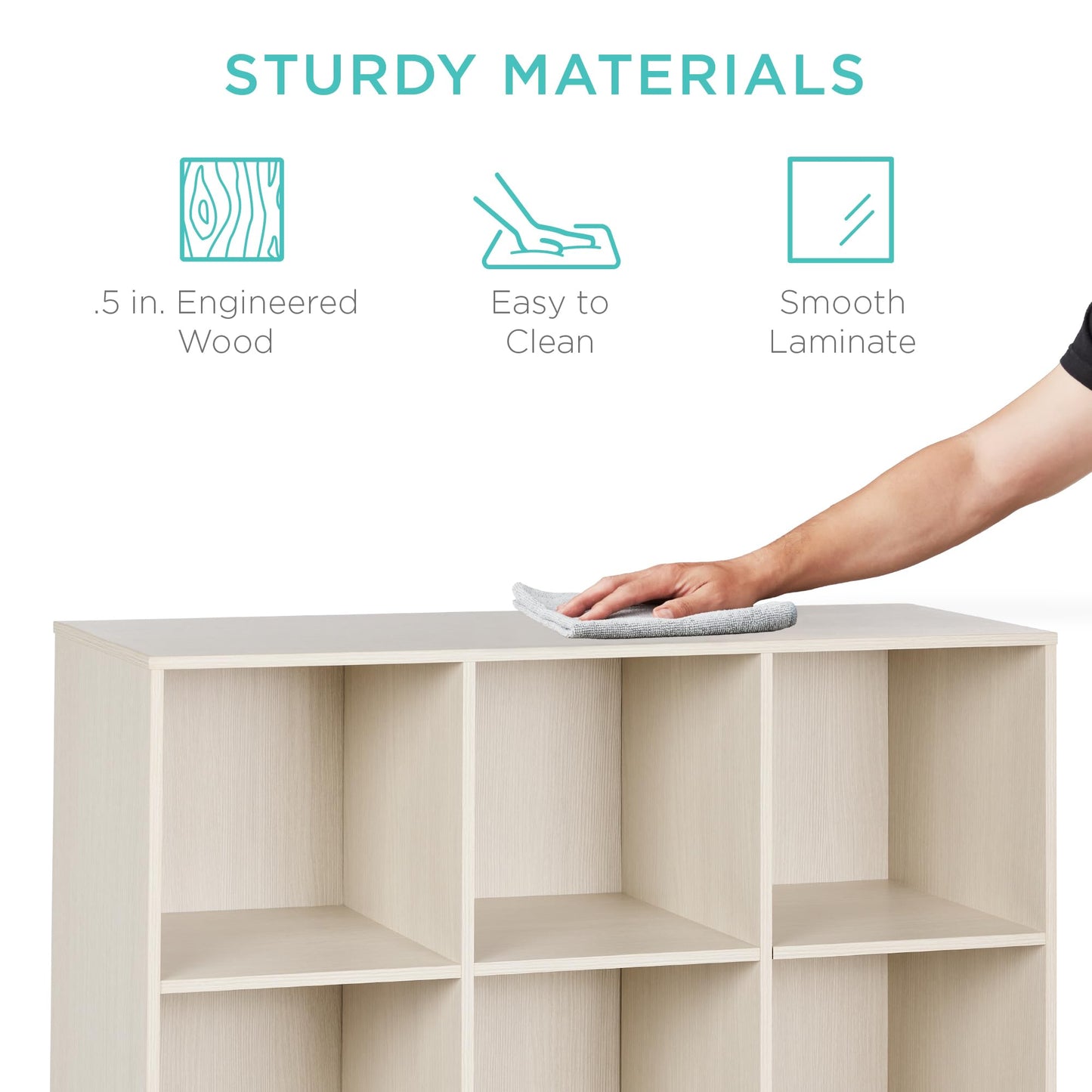 Best Choice Products 9-Cube Storage Organizer, 11in Shelf Opening, Bookcase, Display Shelf, Customizable w/ 3 Removable Back Panels - Whitewash