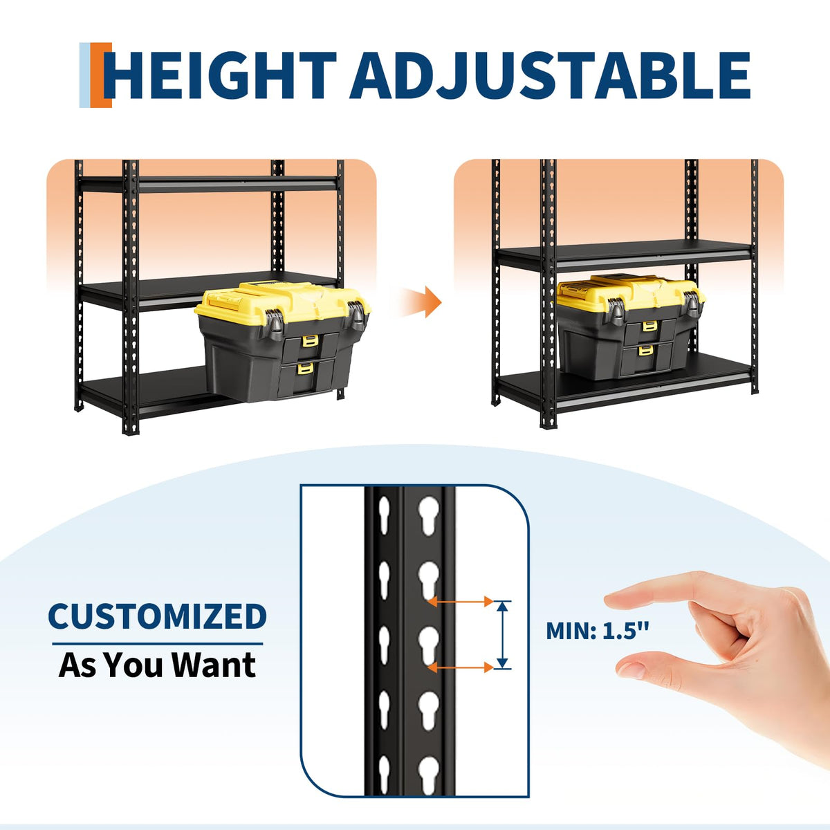 IDEALHOUSE 5-Tier Metal Shelving Unit with 3850 Lbs Capacity – 72" H x 36" W x 16" D Adjustable Steel Storage Rack for Garage, Warehouse, Pantry, Kitchen & Home Organization, Black