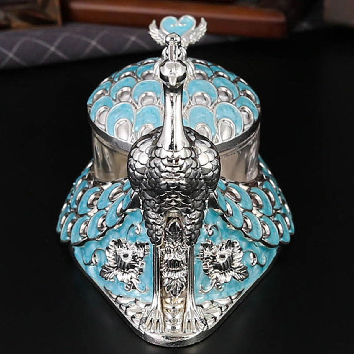 NOENNULL Sugar Bowl with Lid and Spoon Peacock Shaped Vintage Exquisite Embossed Sugar Container for Home Kitchen Coffee Bar Accessories