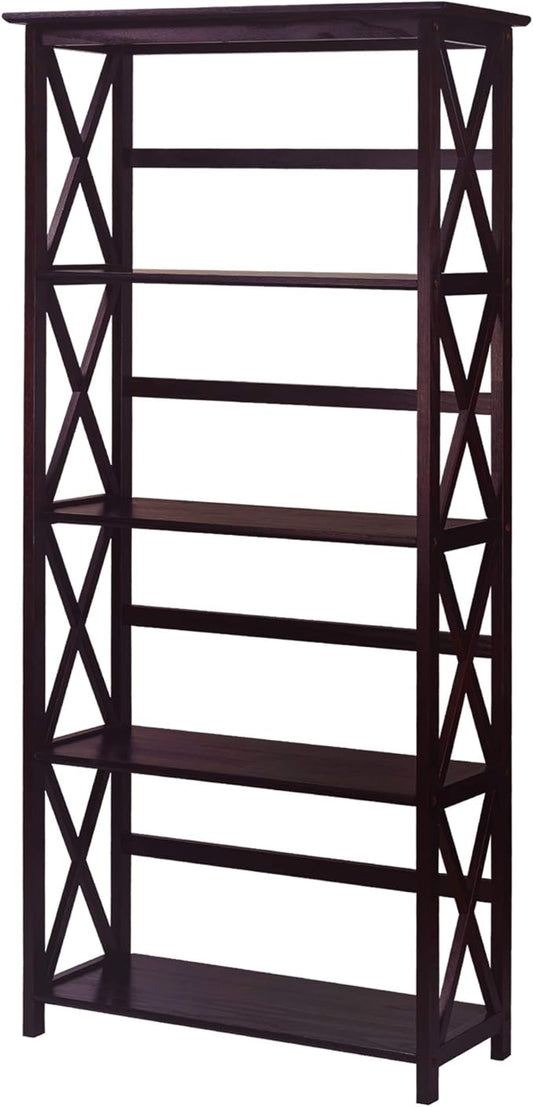 Montego 5-Shelf Bookcase-Espresso