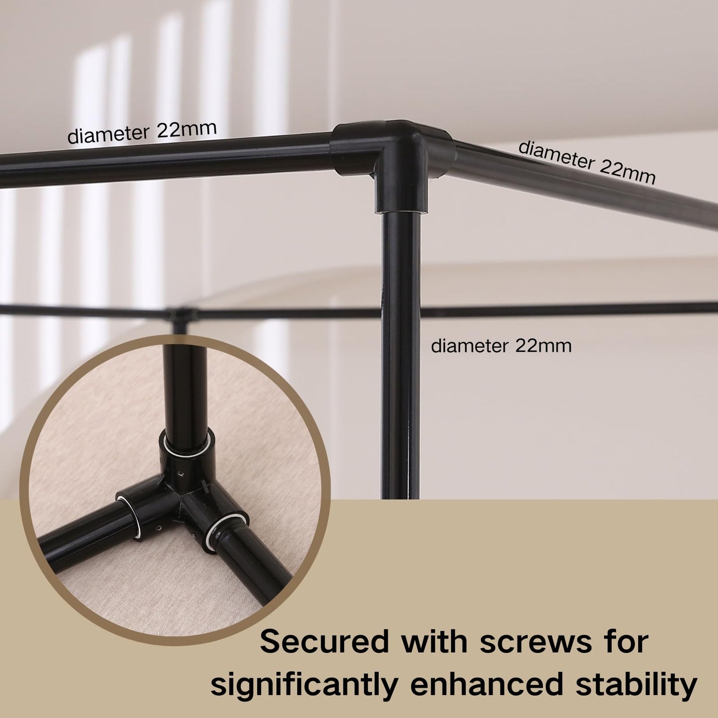 Beyeutao Black Canopy Bed Frame Queen Size 4 Poster Bed Frame with Removable Fixing Bases Four Corners Post Bed Canopy Frame Metal Mosquito Net Bracket Suitable for Bedroom Decoration Upgrade