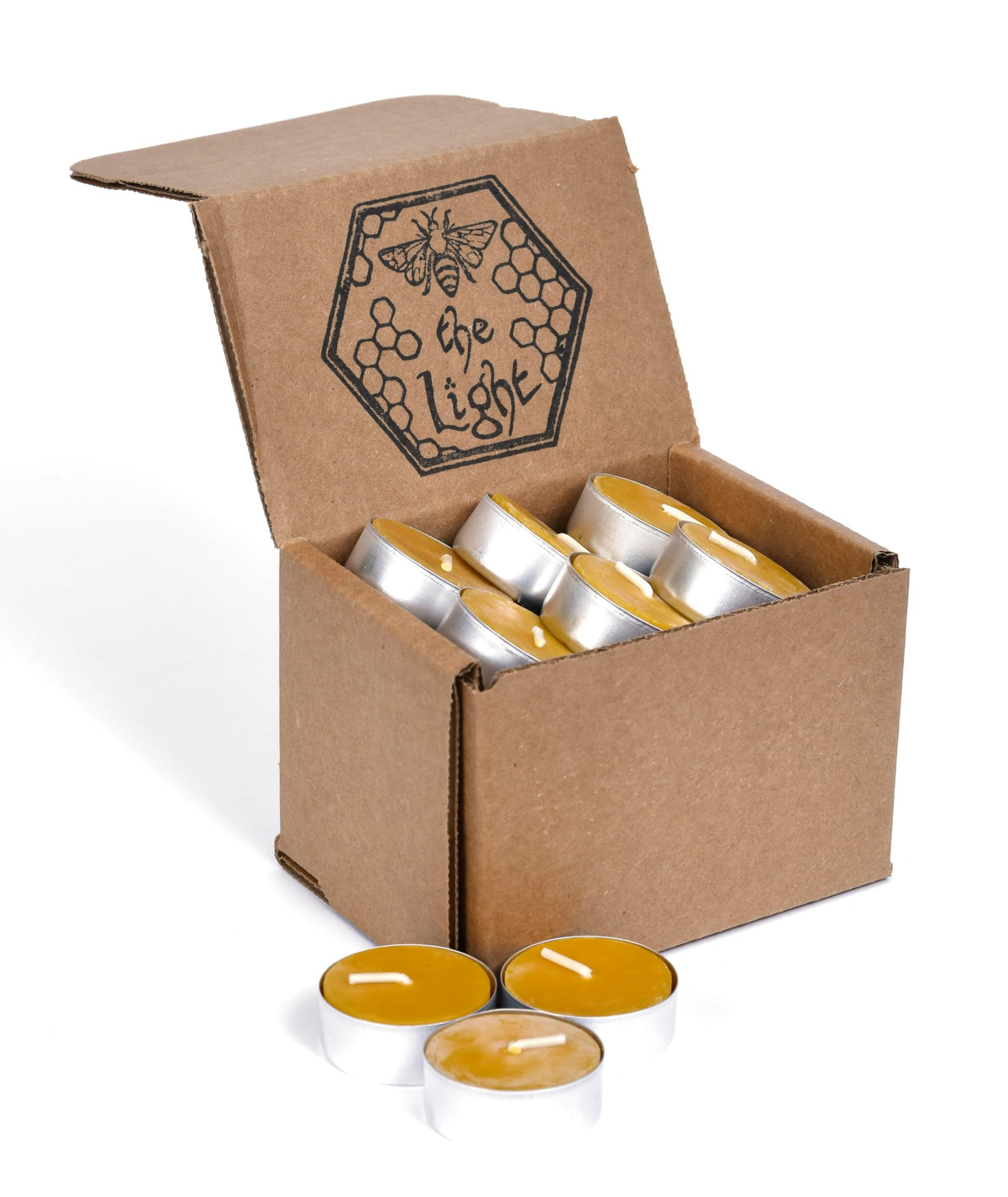 Pure Beeswax Tealights - Unscented Smokeless & Clean Burning Non-Toxic Tea Lights with Light & Natural Honey Scent, 4-Hour Burn Time, 1.5 x 0.5-Inch Handmade Candles, 24-Pack, by BeeTheLight