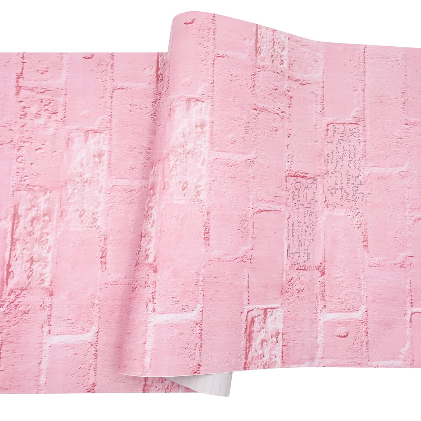 LovingWay 14.7 feet Wallpaper Roll English Quotes Drawer Liner 17.7x177 Inch Classroom Wall PVC Corner Shelving Paper Pink Bricks Christmas Decor