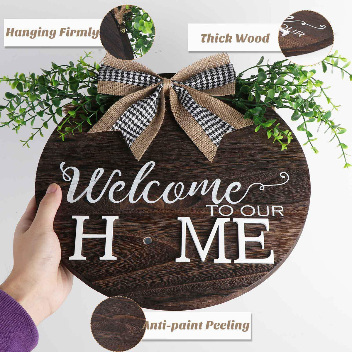 Yonuni 12x12 Inch Interchangeable Welcome to Our Home Door Sign