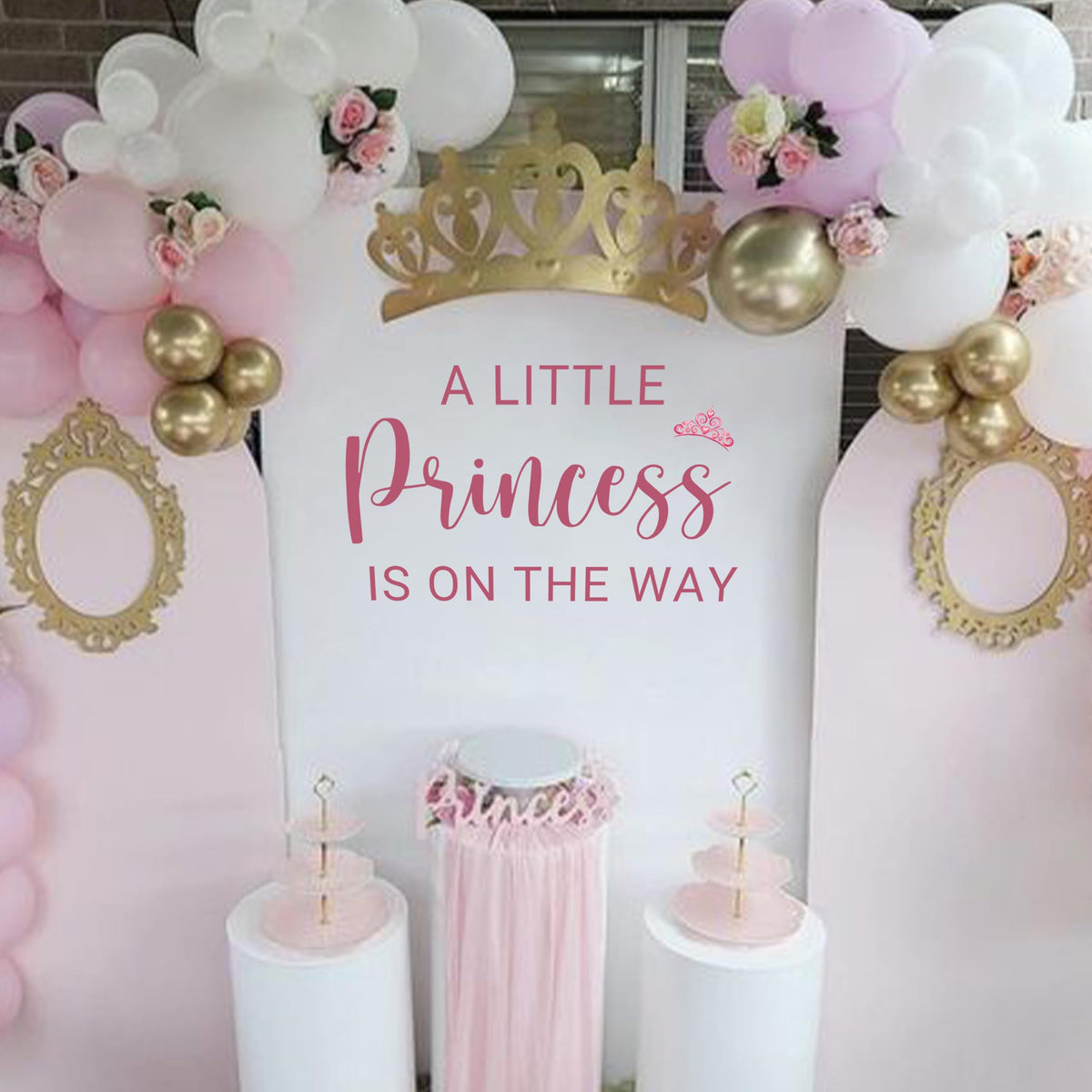 Capiont A Little Princess is On The Way Decal - Princess Themed Baby Shower Decorations, Crown Sign Welcome Baby Party Decorations Stickers for Balloon Arch