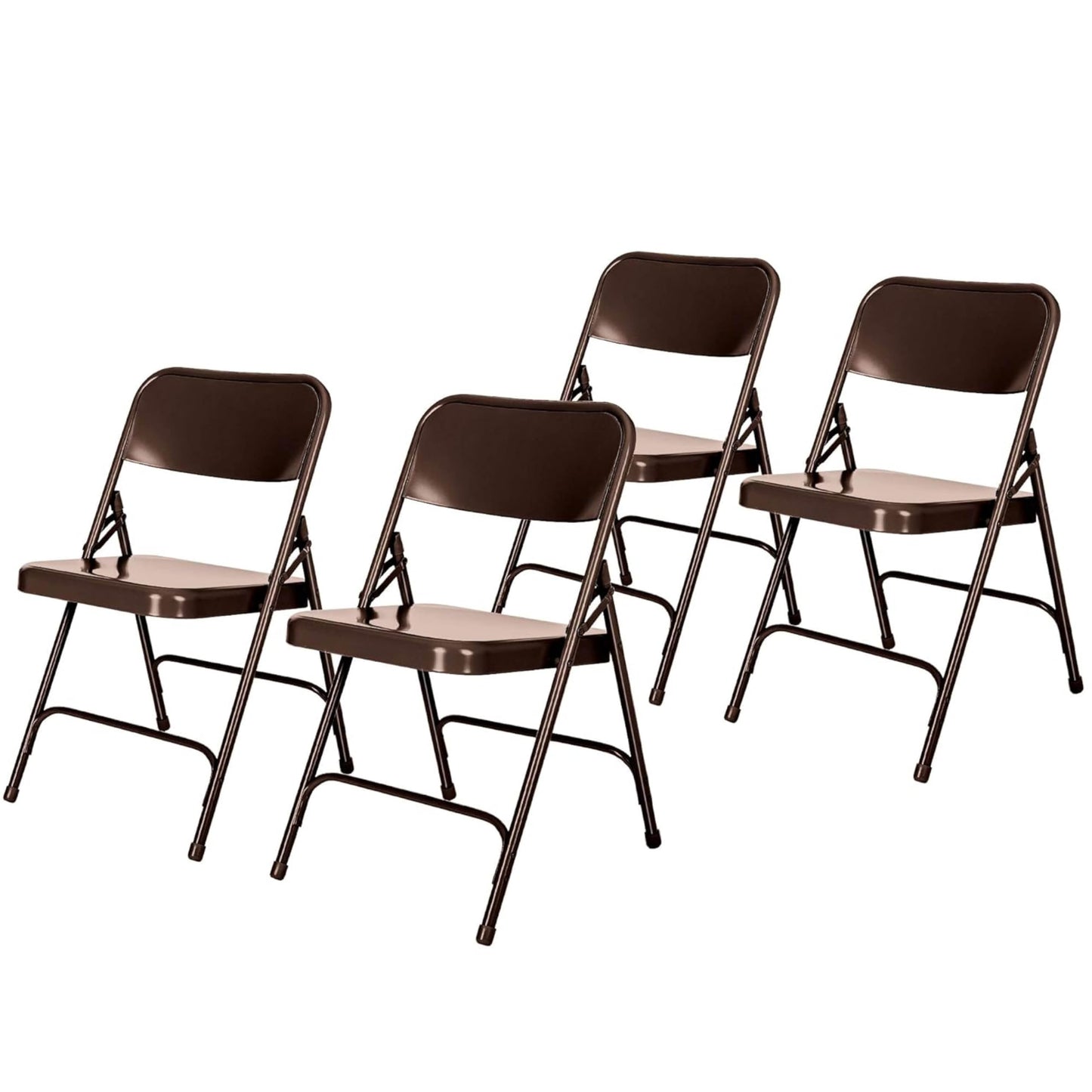 Steel Portable Folding Chairs by National Public Seating – 200 Series Premium Heavy-Duty Foldable Chairs for Indoor & Outdoor, Set of 4 – Comfortable, Durable, Institutional-Grade, Brown