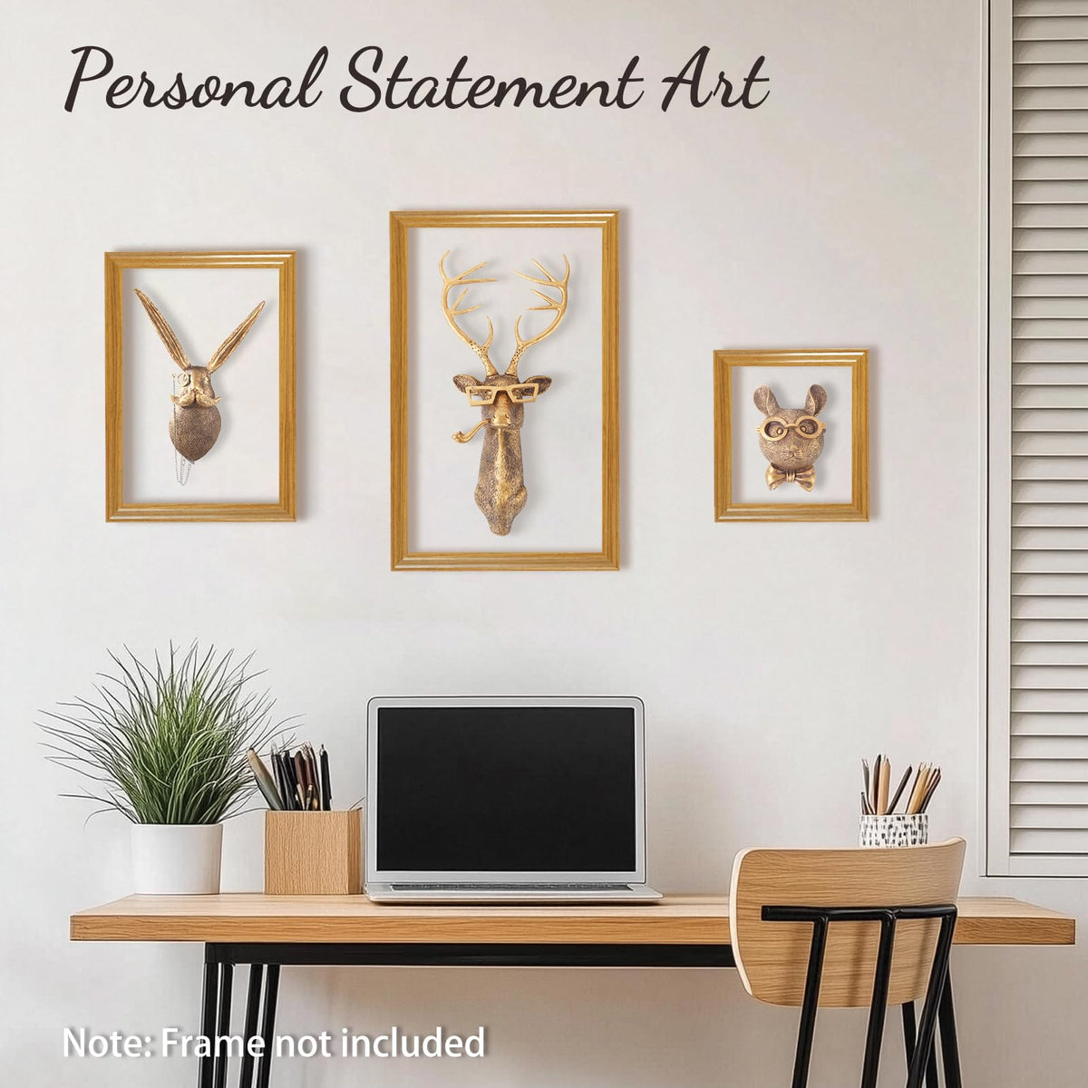 UITWMKTG 5 Pack Animal Head Wall Decor Gold Wall Sculpture Home Decor for Office Bedroom Modern Decor for Men Women
