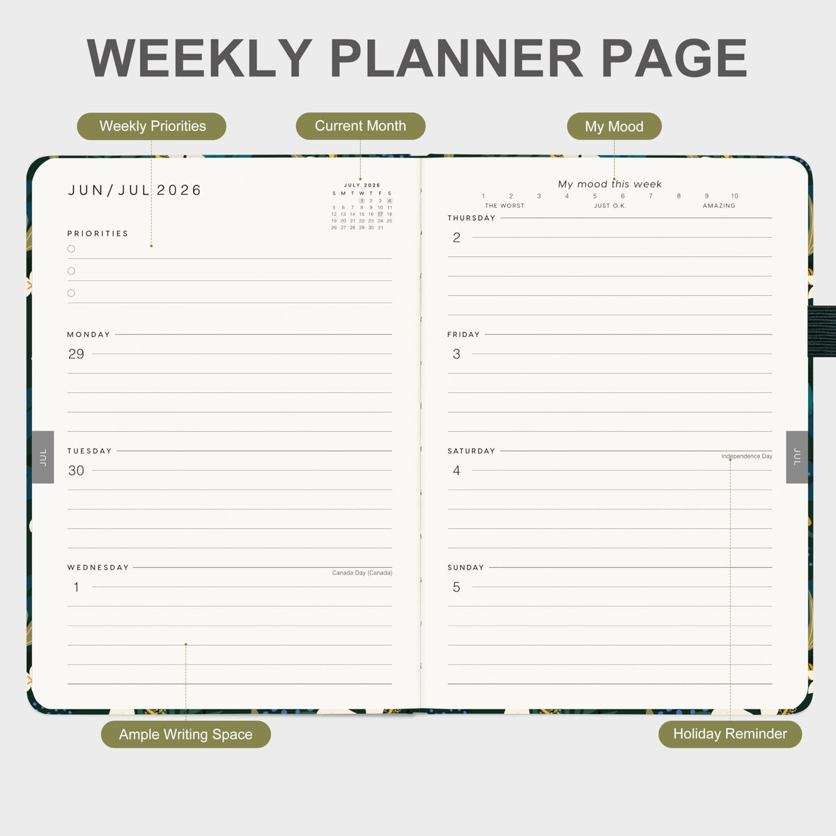 And Per Se Academic Planner 2026-2027 – Weekly & Monthly Planner, July 2026 to June 2027, A5 Leather Hardcover with Inner Pocket – Student & Teacher Organizer, 5.7" x 8"(Jungle Flora)