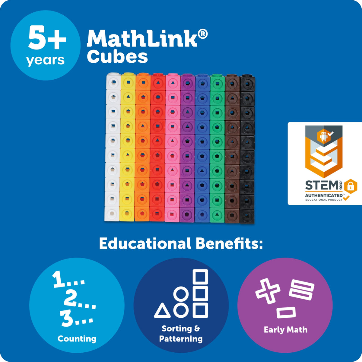 Learning Resources MathLink Cubes - Set of 100 Cubes, Ages 5+ Kindergarten, STEM Activities, Math Manipulatives, Homeschool Supplies, Teacher Supplies
