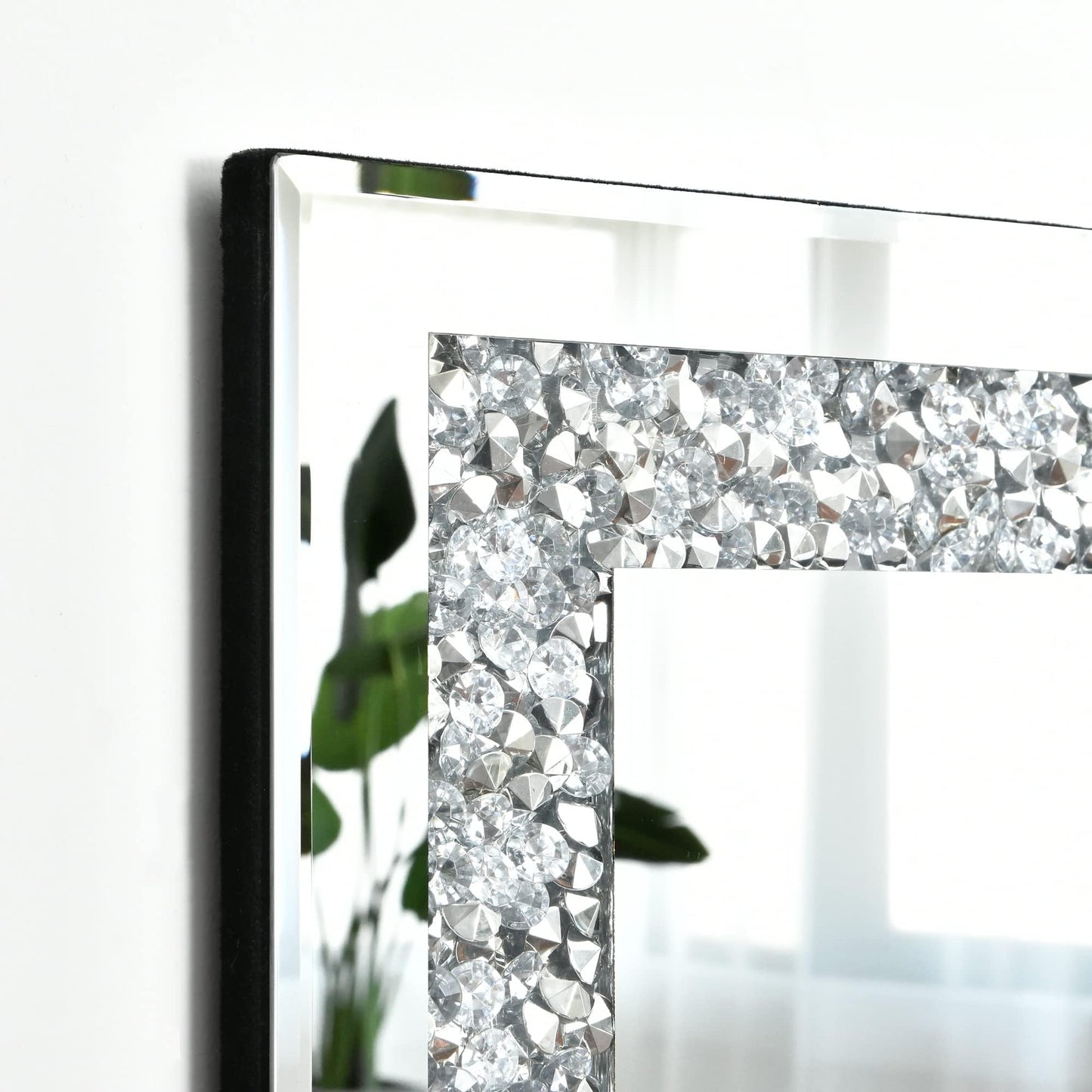 GOAND Crystal Crush Diamond Mirror- 24"x32" Silver Mirror, Gorgeous Wall Mirror, Rectangle Mirrors for Wall Bathroom, Bedroom, Dining Room and Living Room