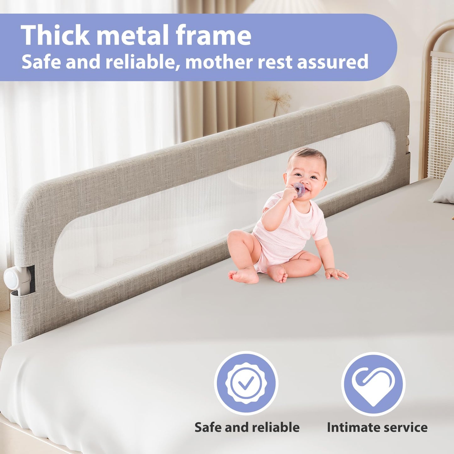Baby Bed Rails Guard for Toddlers - Toddler Bed Rail for Queen Full King Twin Crib Bunk Size Bed Adjustable Heights & Foldable Bedrail Extra Tall Child Safety Side Railing Guards for Kids(78.7")