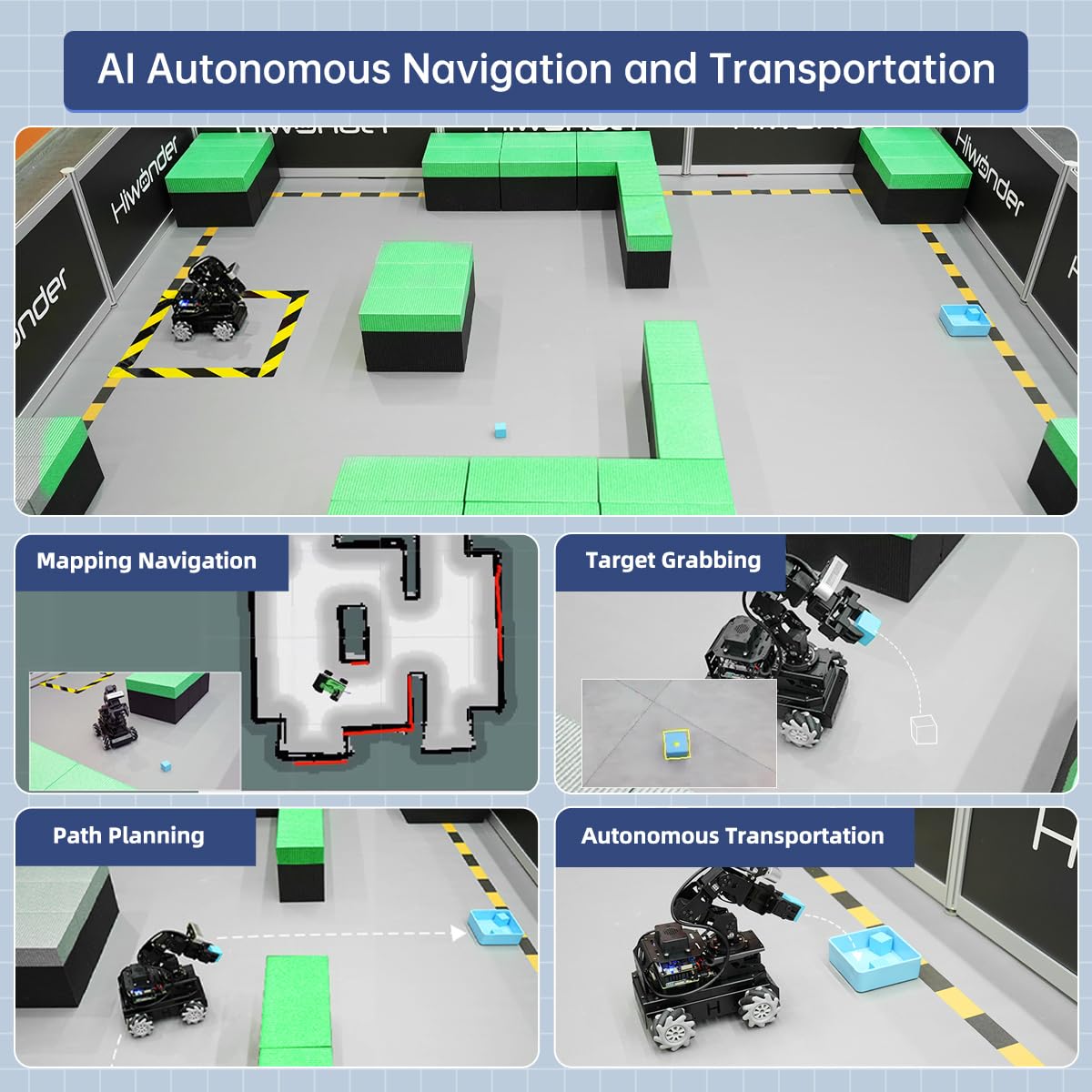 HIWONDER ROS2 Robot Car with ChatGPT Large AI Models, 6DOF Robotic Arm SLAM Mapping Navigation AI Vision Voice Control Scene Understanding ROS Education, LanderPi Advanced Kit Without RaspberryPi
