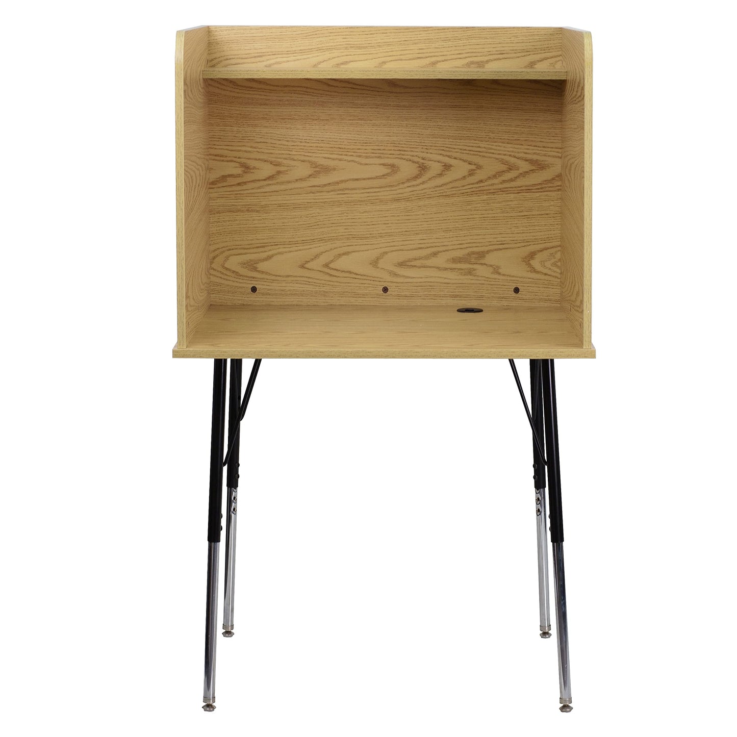 Flash Furniture Justin Study Carrel - Oak Finish with Top Shelf - Height Adjustable Legs - Wire Management Grommet