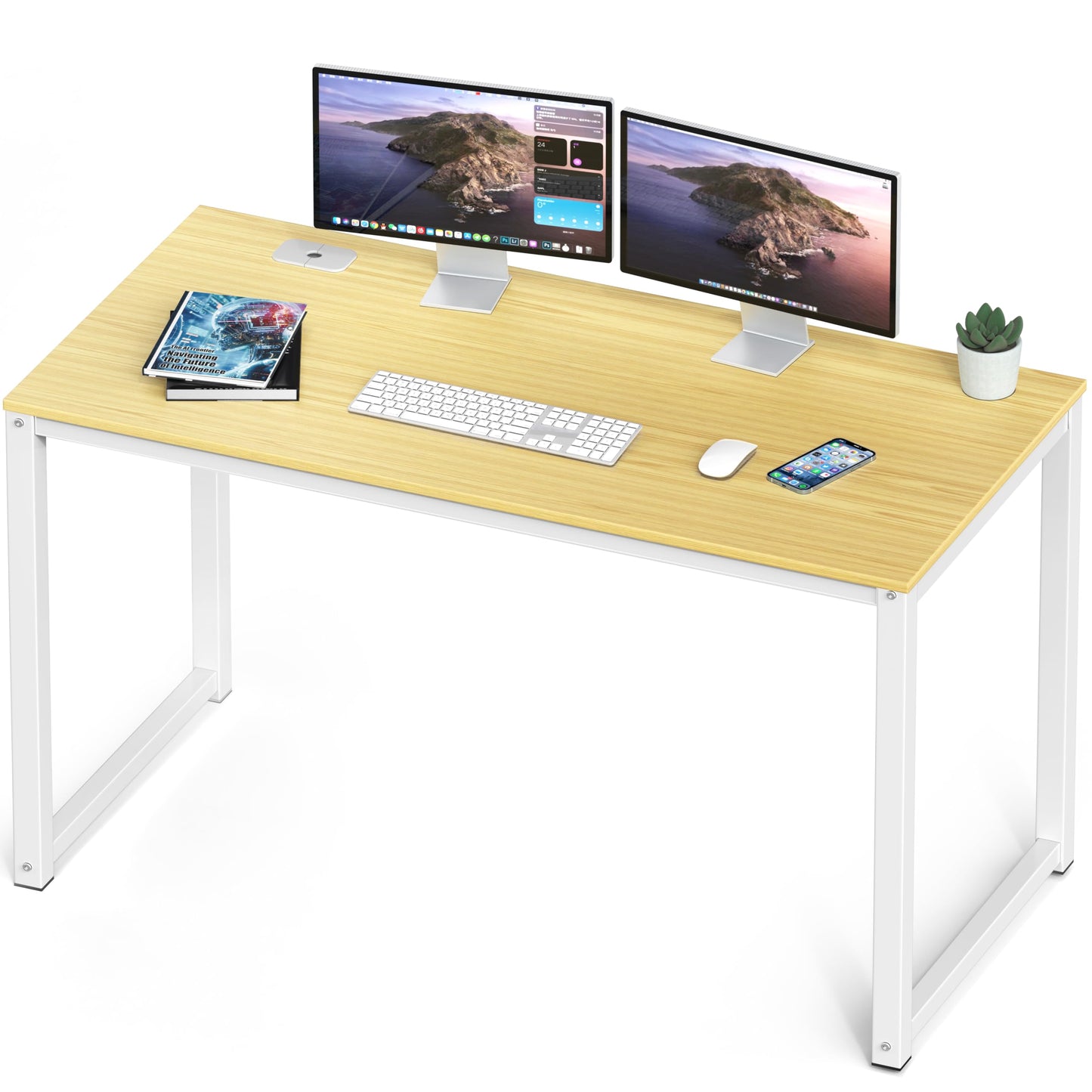 SHW 48-Inch Commercial-Grade Office Computer Desk, Oak