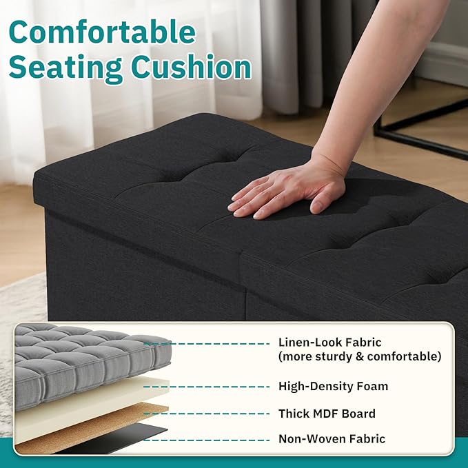 35-INCH Storage Ottoman Bench, Footrest