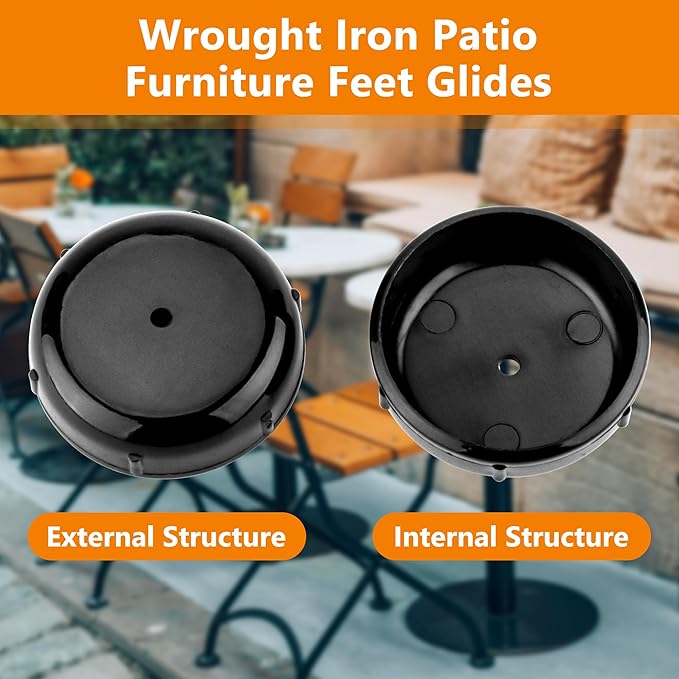 24-Pack Wrought Iron Patio Furniture Feet Caps 1-1/2 Inch Plastic Outdoor Patio