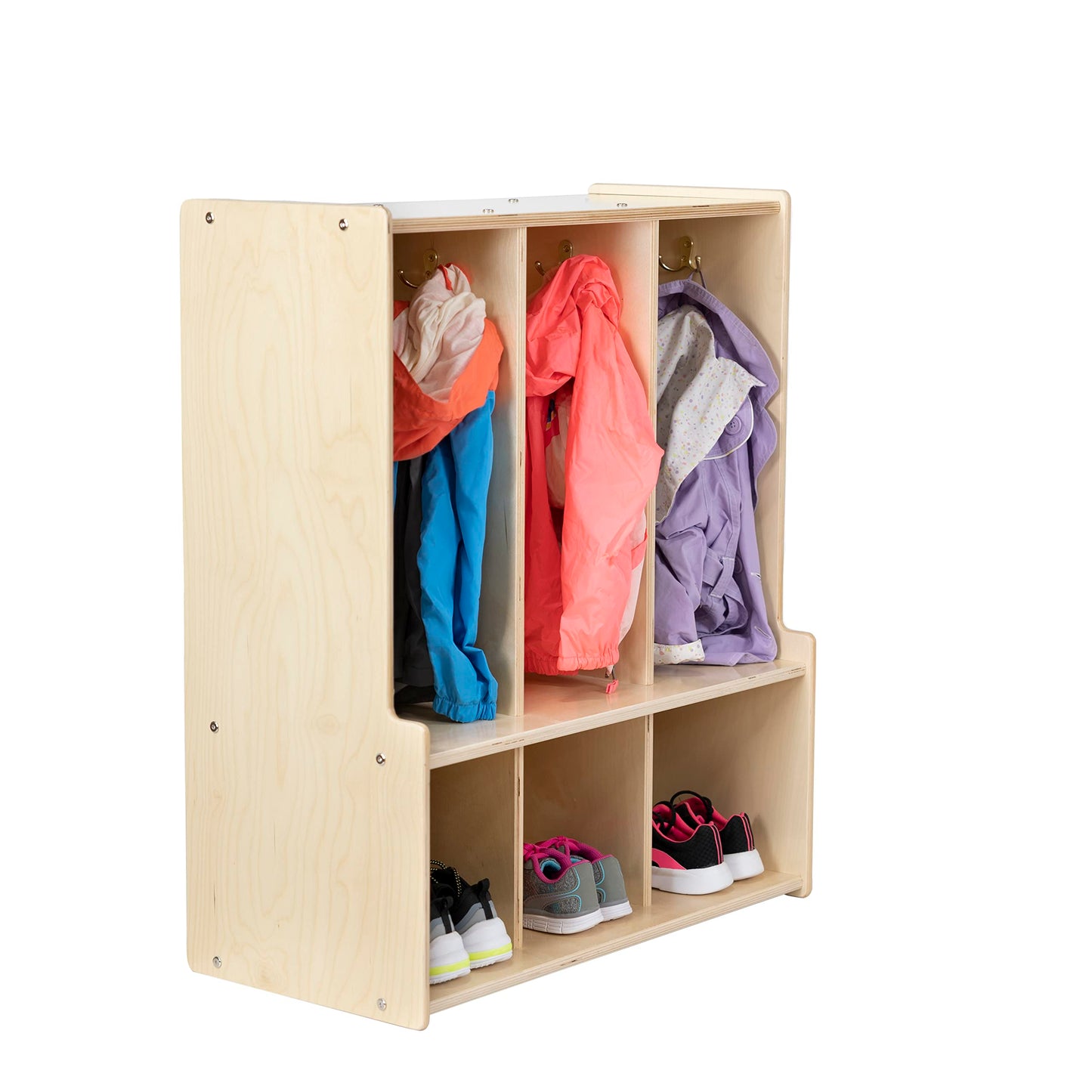 RRI Goods 3-Section Coat Locker with Bench & Cubby Storage, Backpack Organizer, Coat Cubbies Storage for Kids & Toddlers, Ideal for Home, School, Daycare
