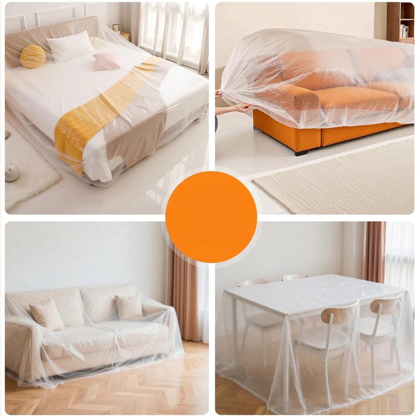 ArrErr 2 Pack Sofa Dust Covers Dustproof Couch Protector Plastic Moving and Storage Covers for Furniture Moves Protection Queen Bed King Bed Home Renovation Wall Painting Basement Garage