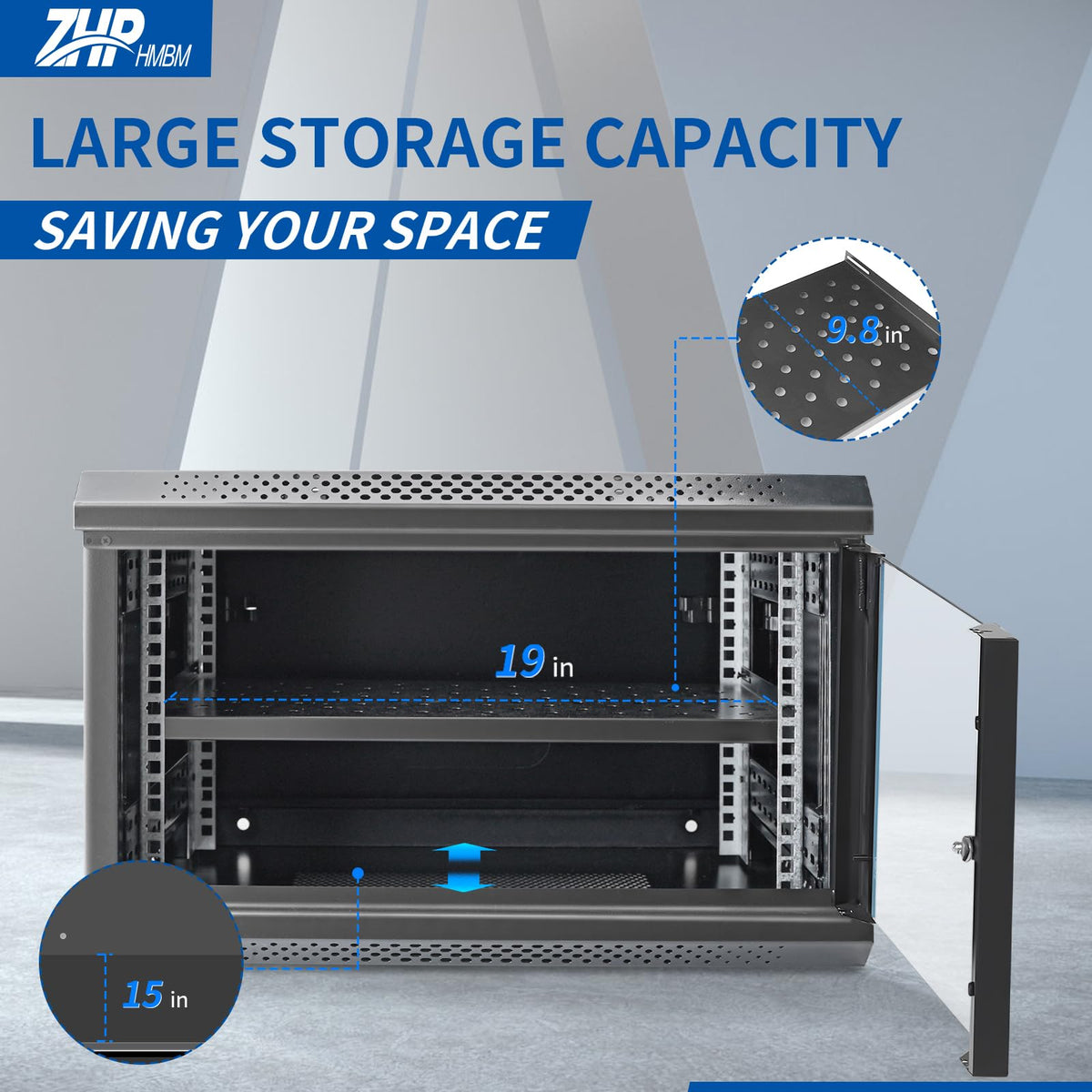 ZHPHMBM 6U Wall Mount IT Network Rack Cabinet - SPCC Cold-Rolled Steel with Vents for Heat Dissipation, Easy Assembly and Cable Routing 15 in Depth for AV and Network Equipment